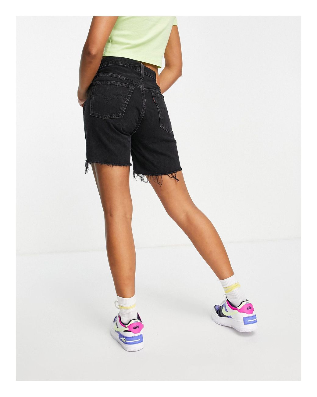 Levi's 501 Mid Thigh Denim Shorts in Black | Lyst