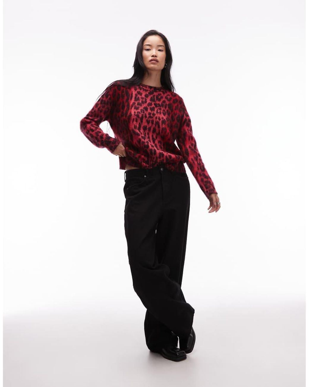 AllSaints Red Leopard Jumper