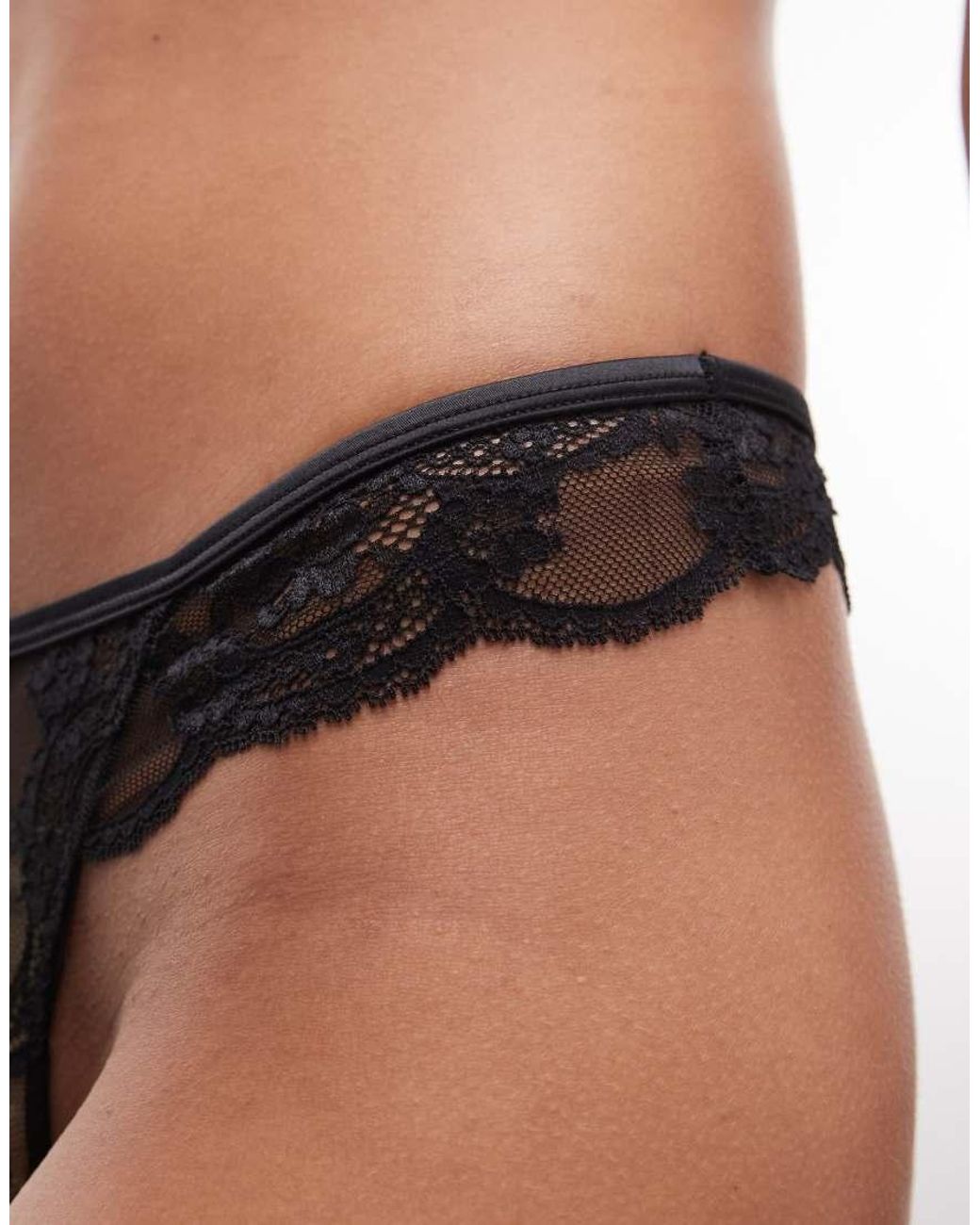 ASOS Black Lola Lace Thong With Keyhole Detail