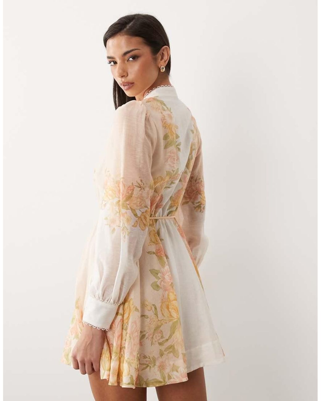 Forever New Natural Linen Button Down Shirt Mini Dress