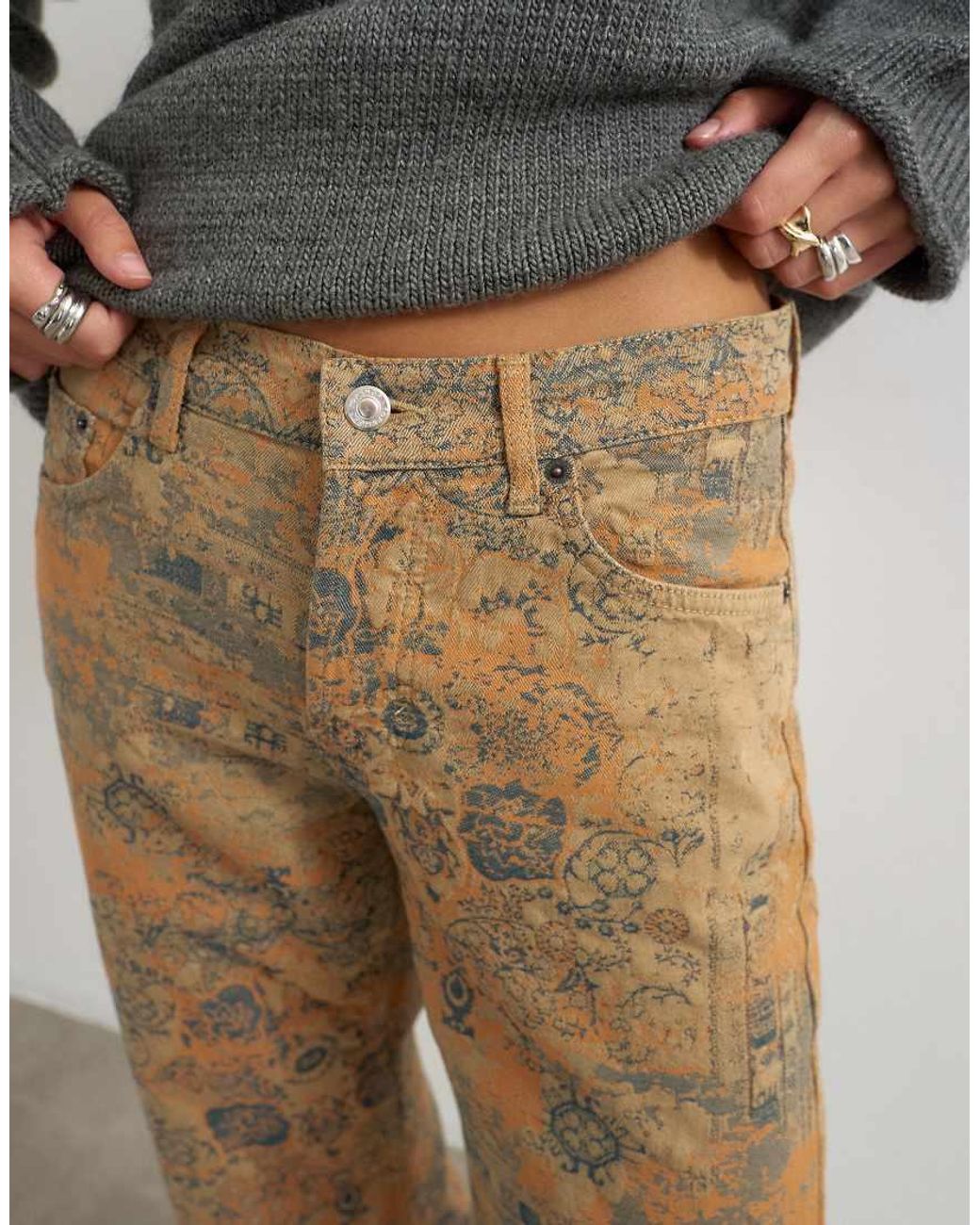 TOPSHOP Orange Ember Low Rise Straight Jean