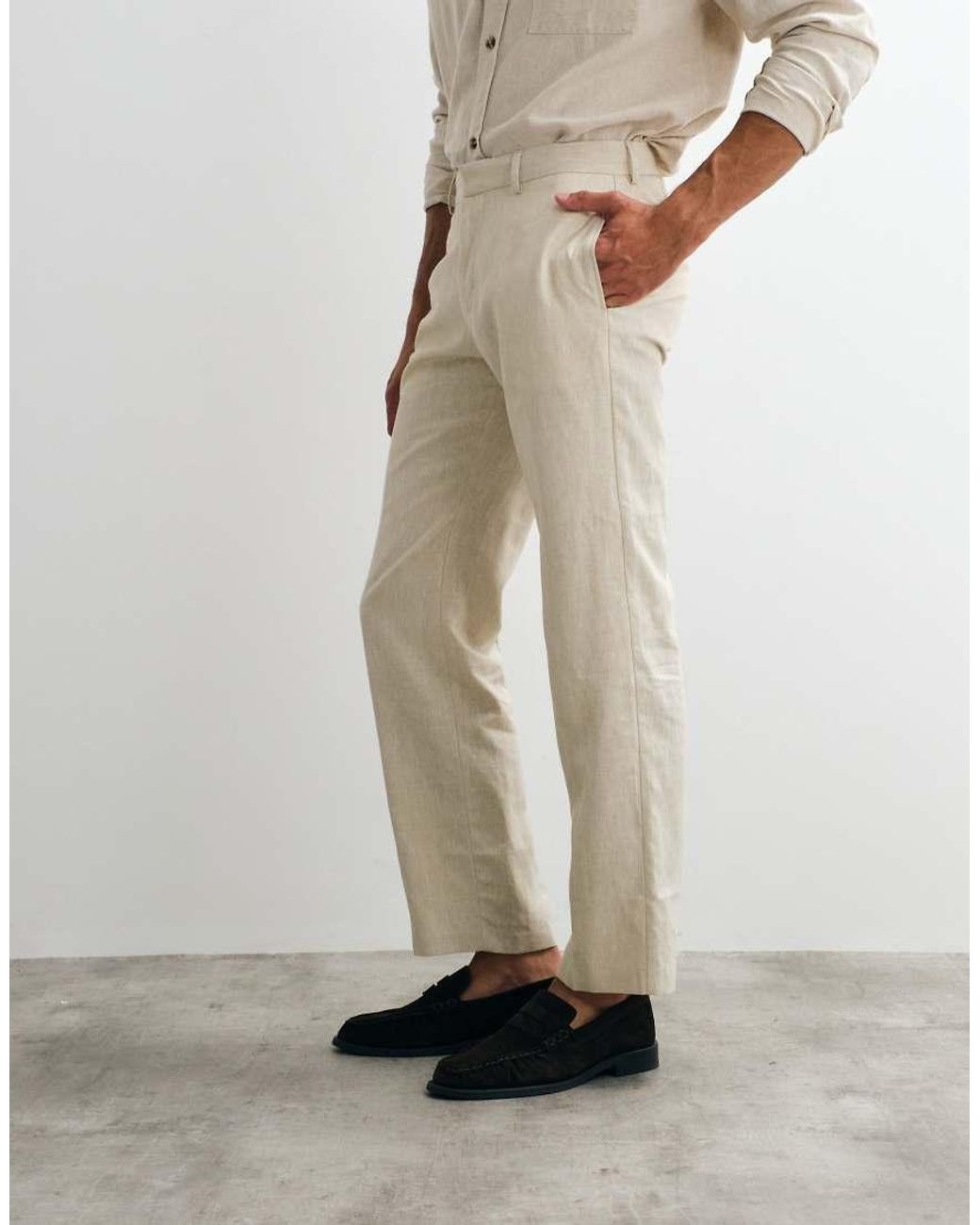 ASOS Natural Tailored Straight Leg Trouser for men