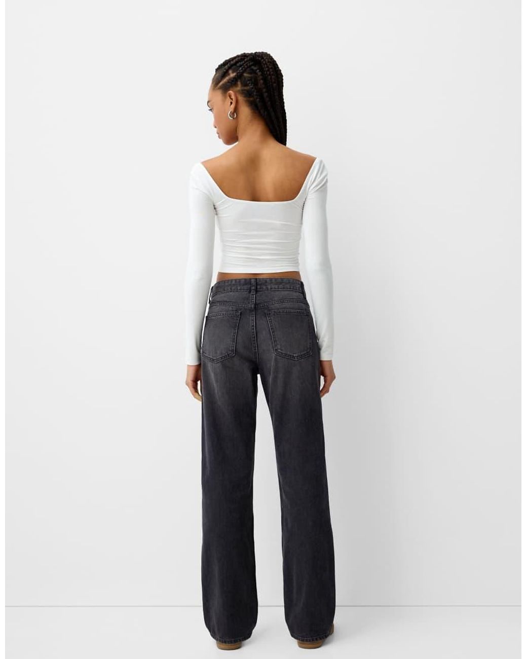 Bershka White Straight Fit Jeans