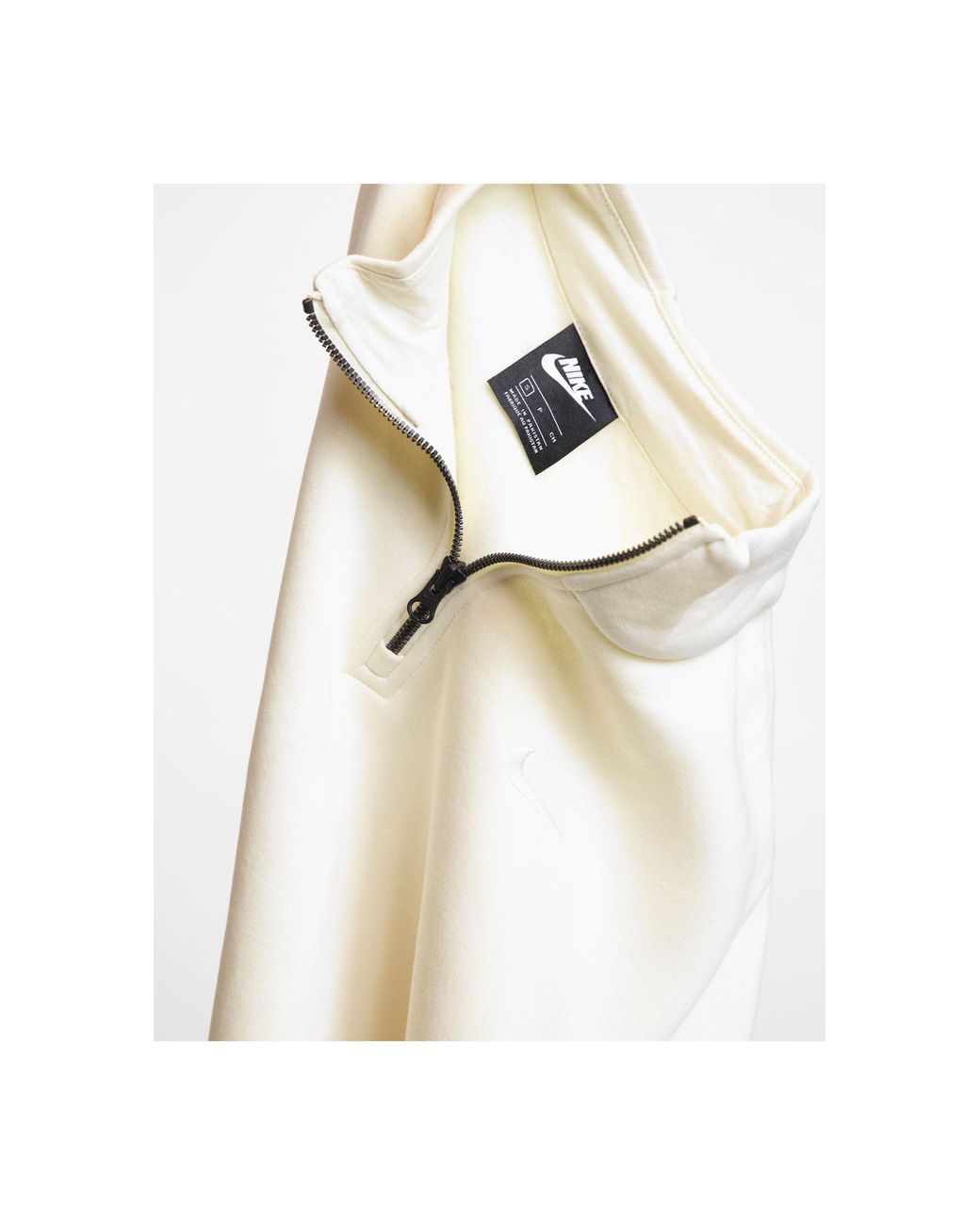Nike Mini Swoosh Oversized 1/4 Zip Sweatshirt in White | Lyst UK