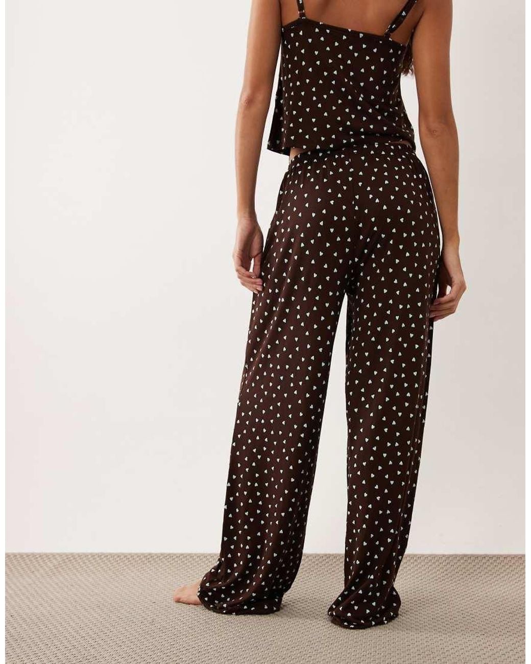 ASOS Brown Mix And Match All Over Heart Print Pyjama Pants