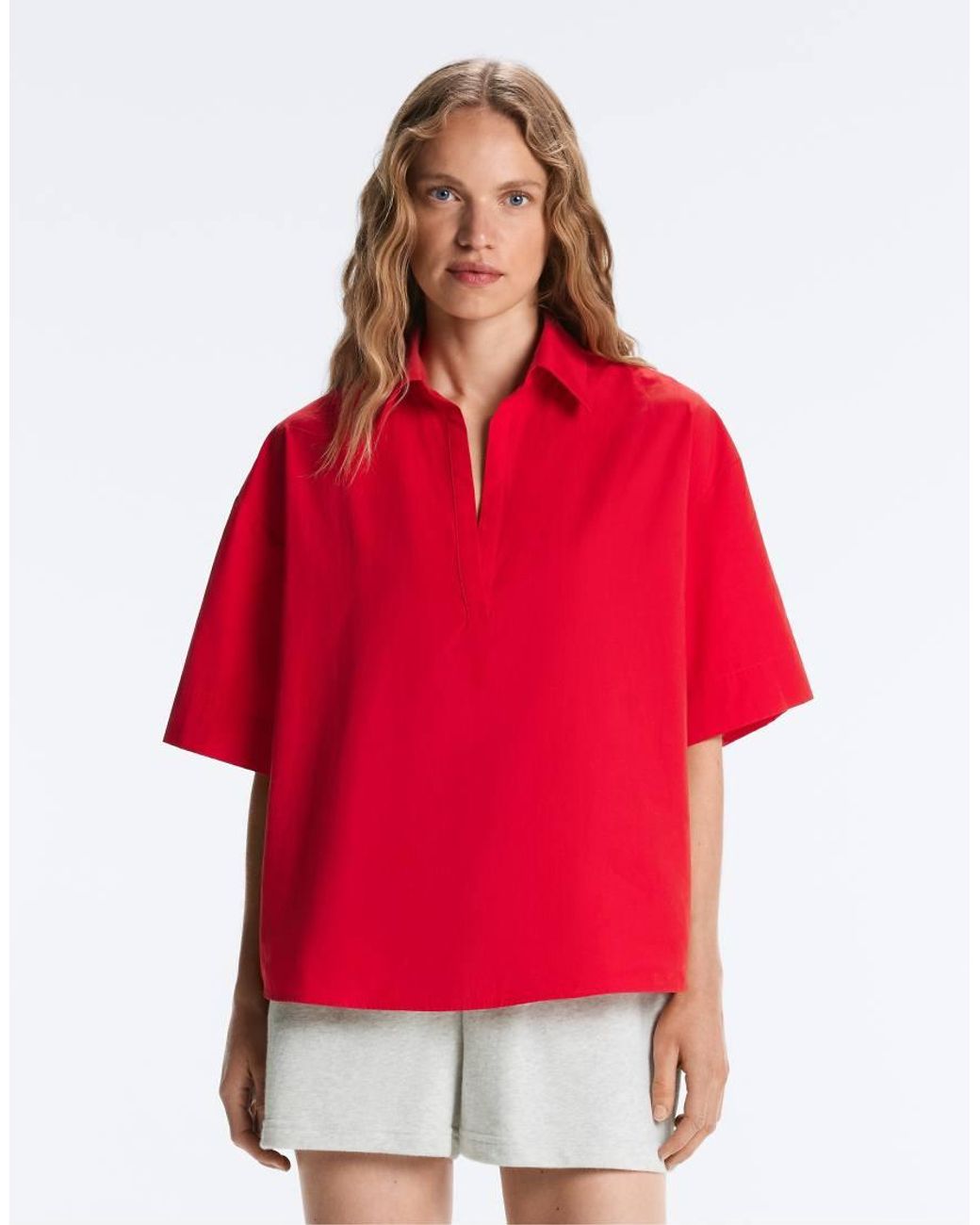 Oysho Red 100% Cotton Polo Shirt