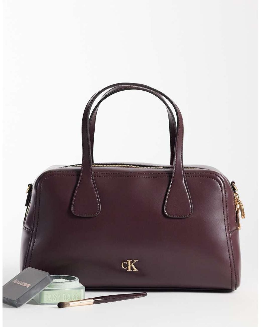 Calvin Klein Purple Shoulder Bag With Strap And Gold Detail