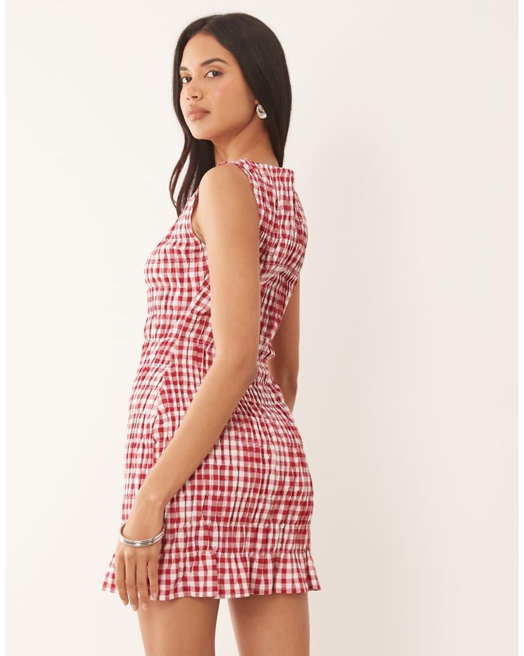 The Frolic Red Exclusive Cotton Blend Shir Sleeveless Mini Dress