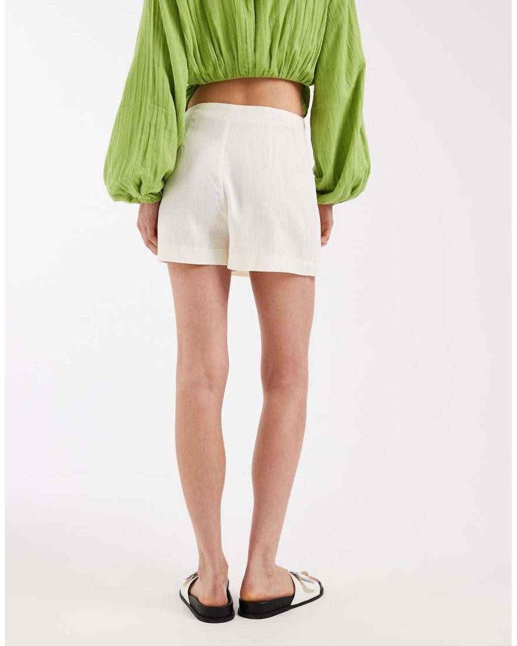ASOS Green Tie Side Wrap Over Linen Skort