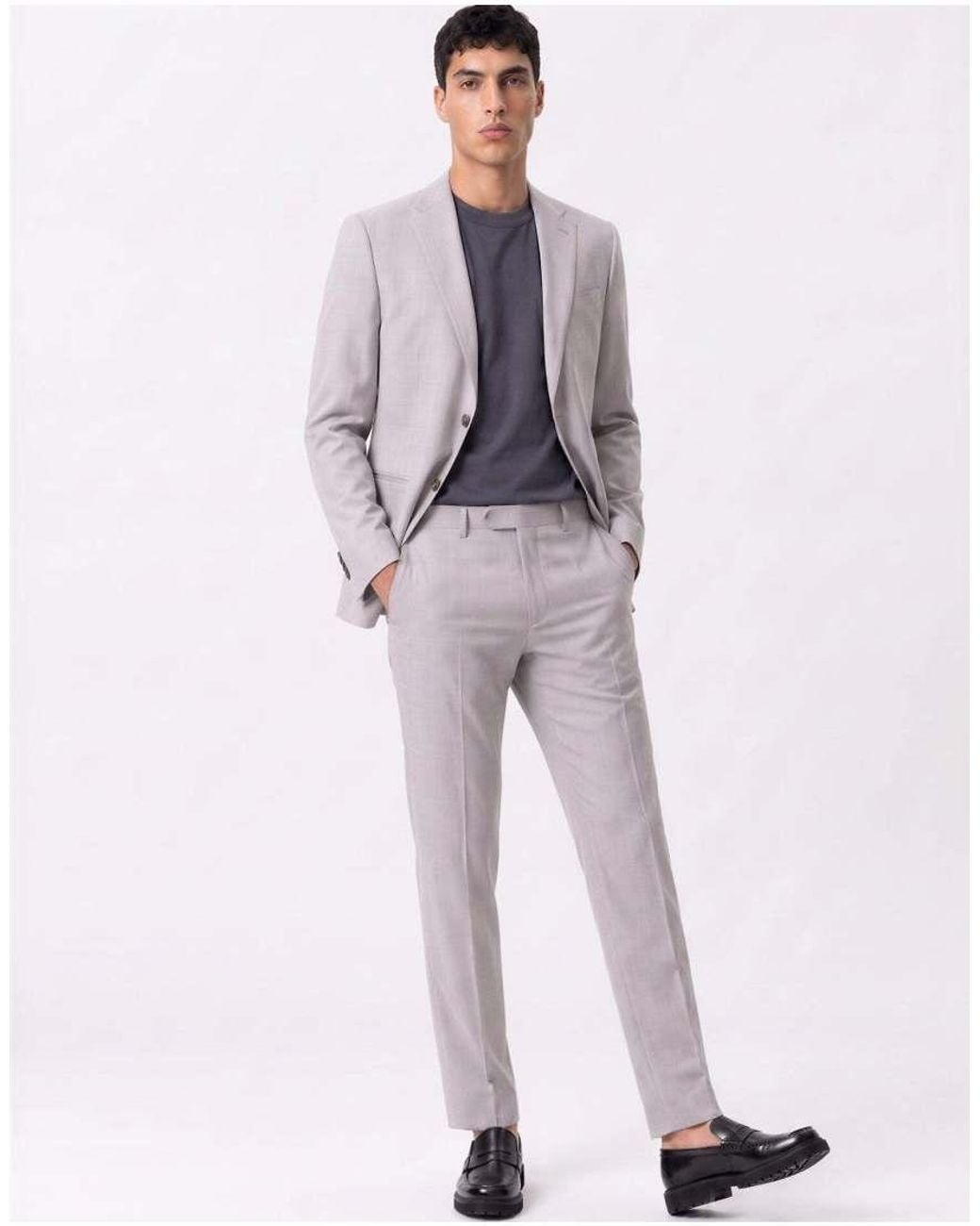 Harry Brown Gray Giacomo Slim Fit Cotton Linen Suit Jacket for men