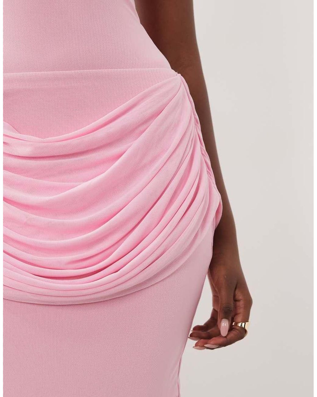 Wanderdoll Pink Gracie Sculpted Drape Detail Maxi Skirt