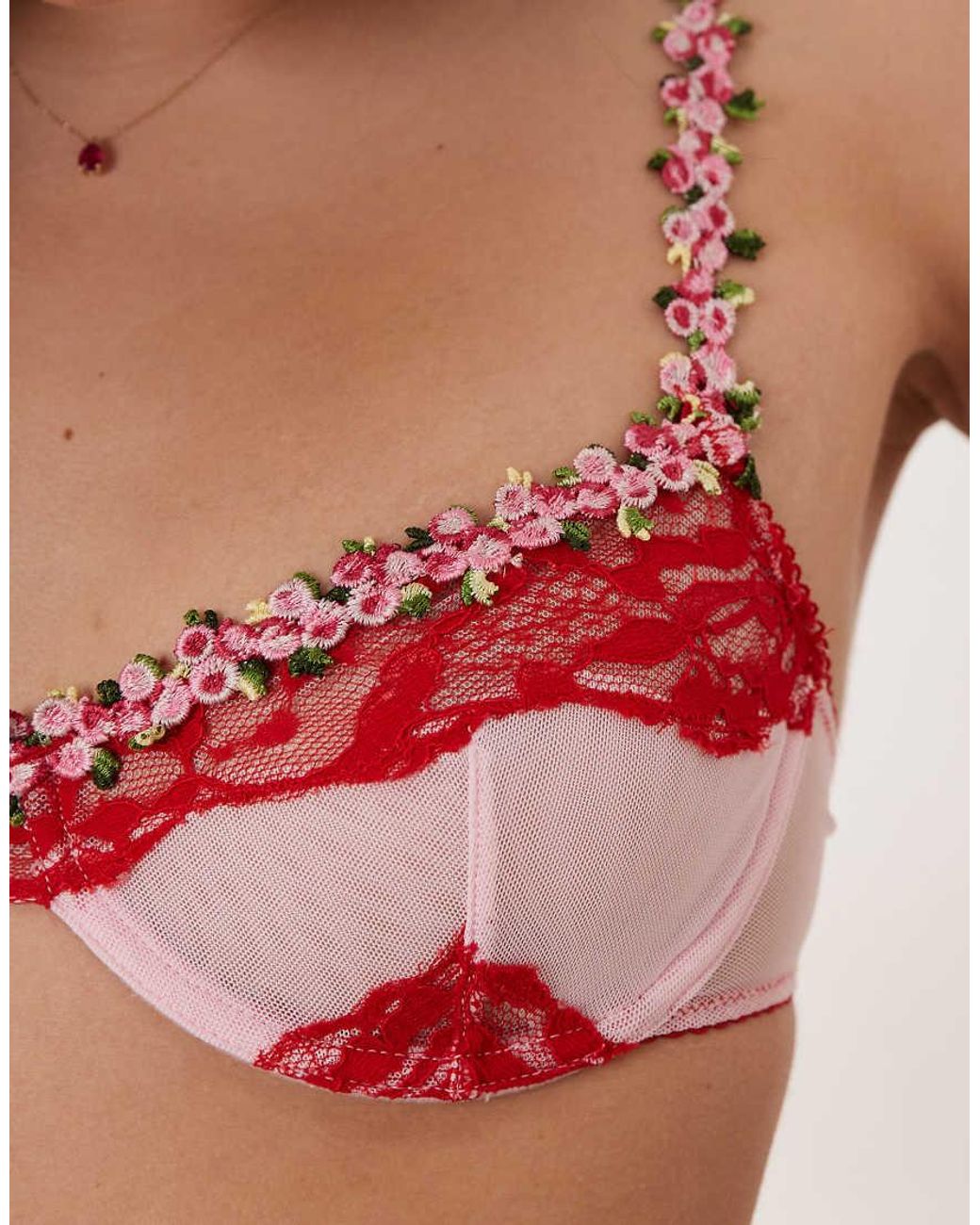 Wild Lovers Celia Lace Underwired Balcony Bra With Ditsy Floral Trim