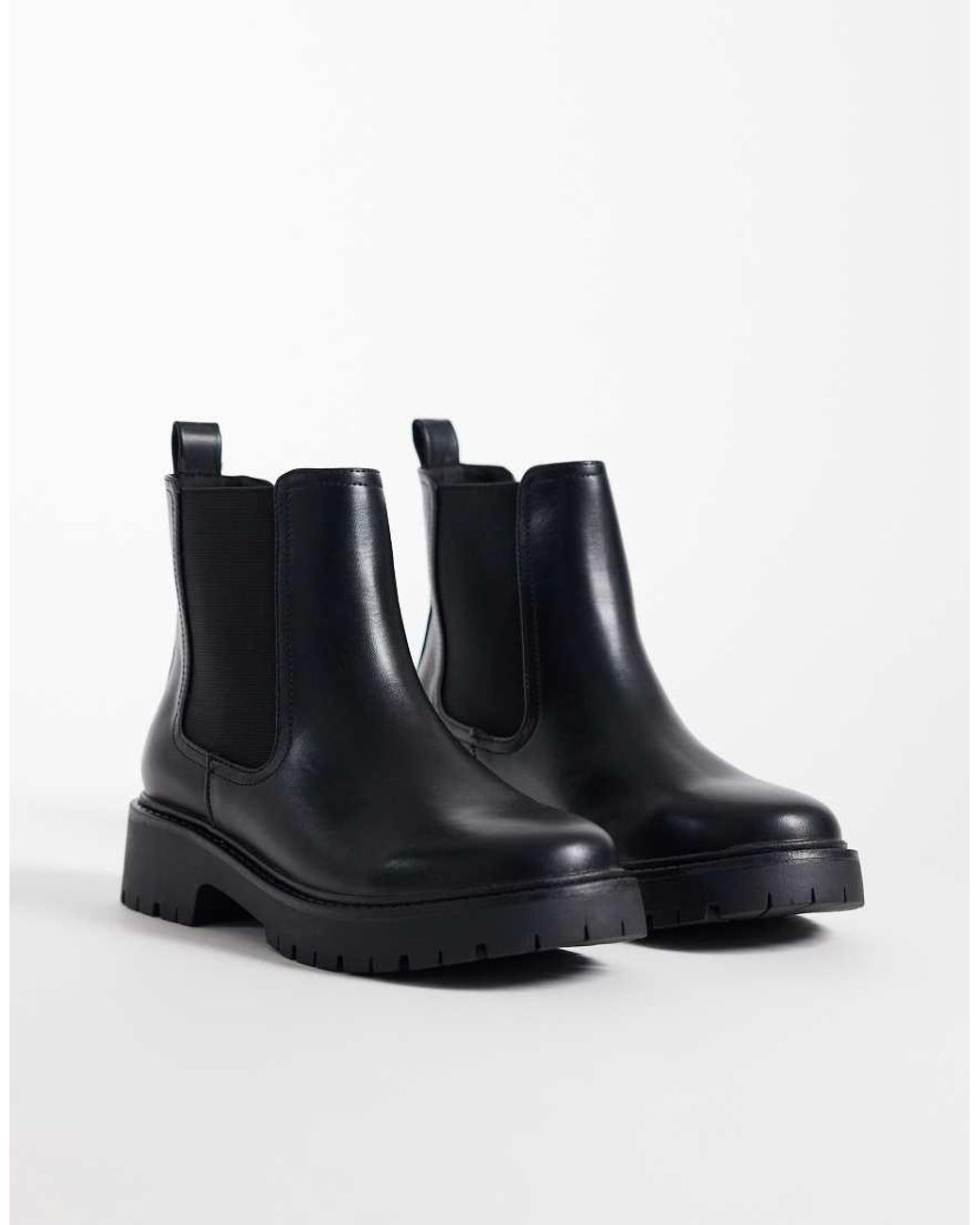 London Rebel Black Regina Chunky Chelsea Boots