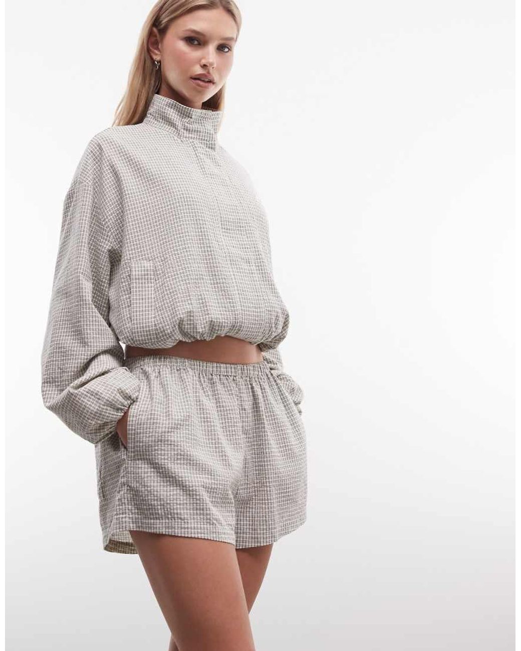 CERNUCCI Gray Check Twill Shorts Co-ord