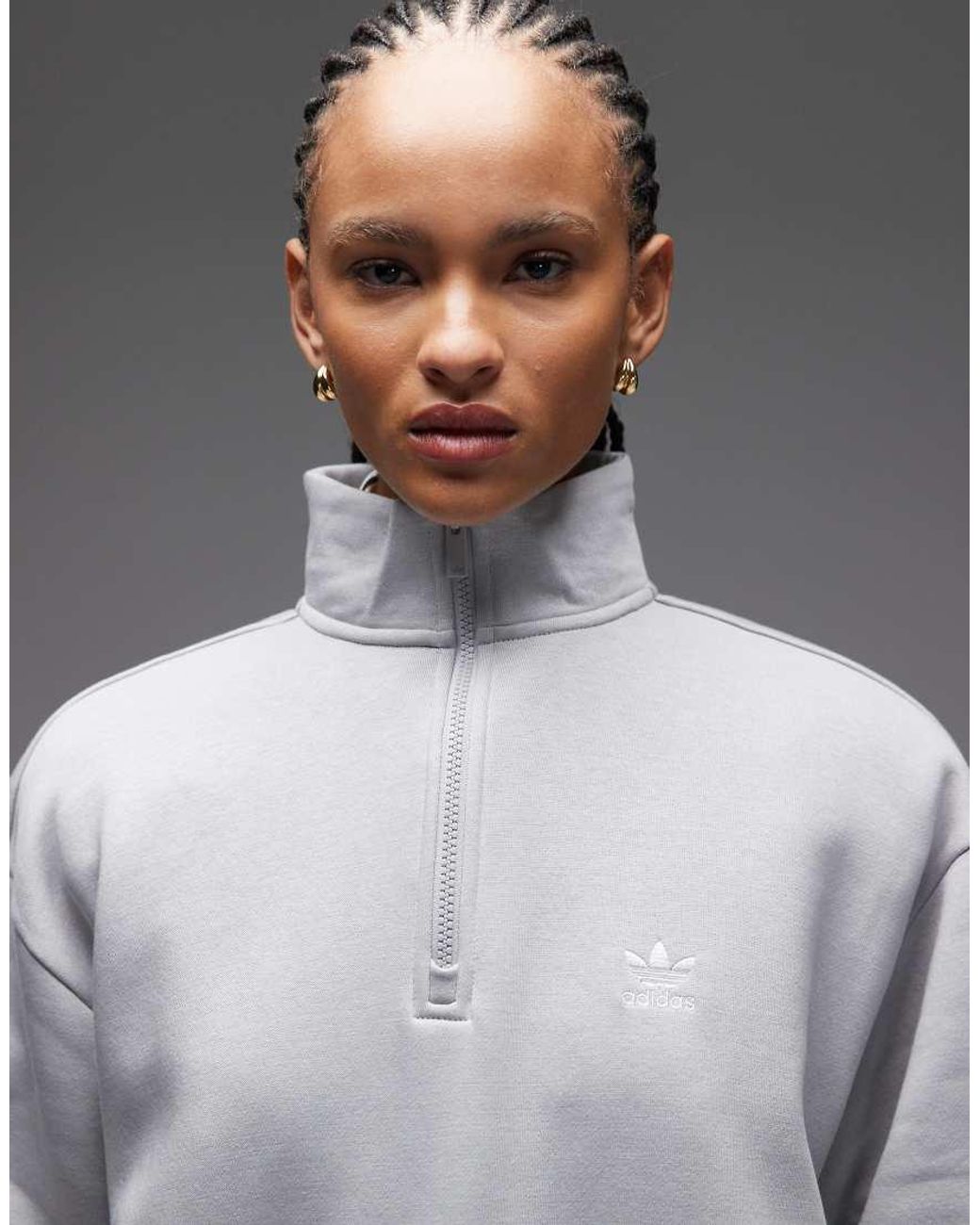 Adidas Originals Gray Essentials Half Zip Sweatshirt
