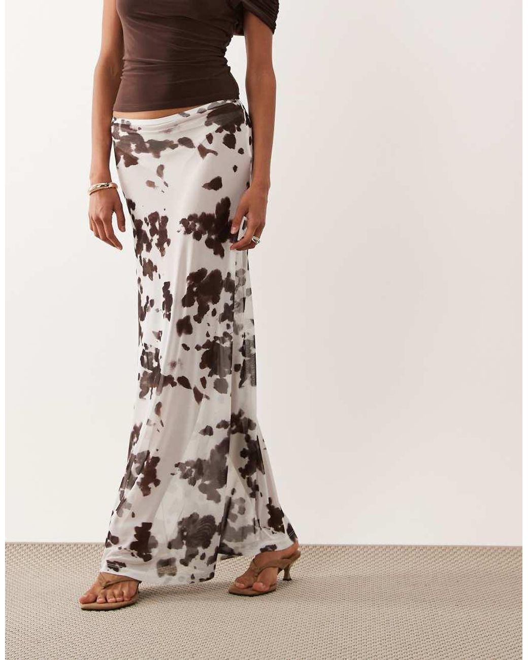 ASOS White Sheer Mesh Maxi Skirt