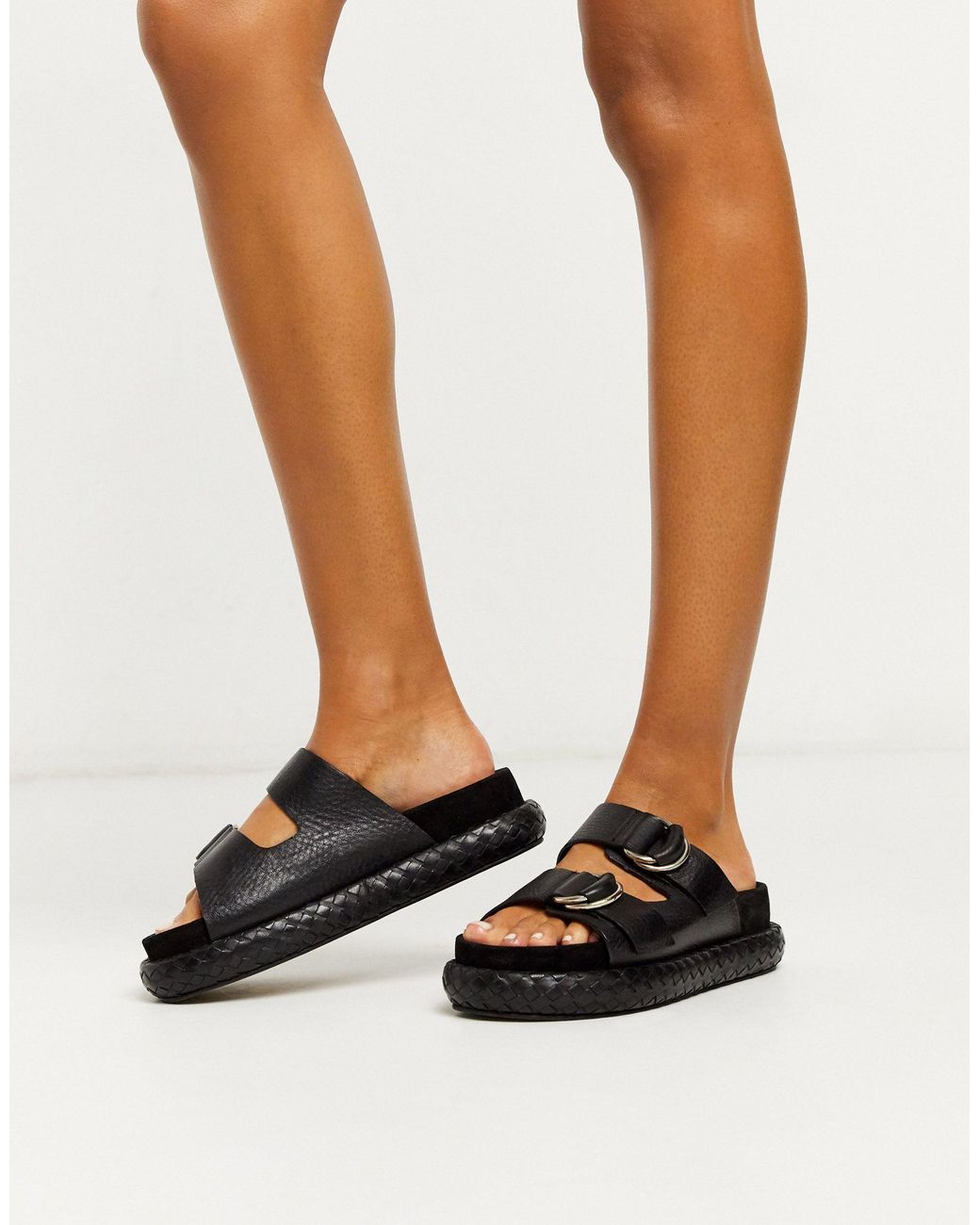 black buckle sliders