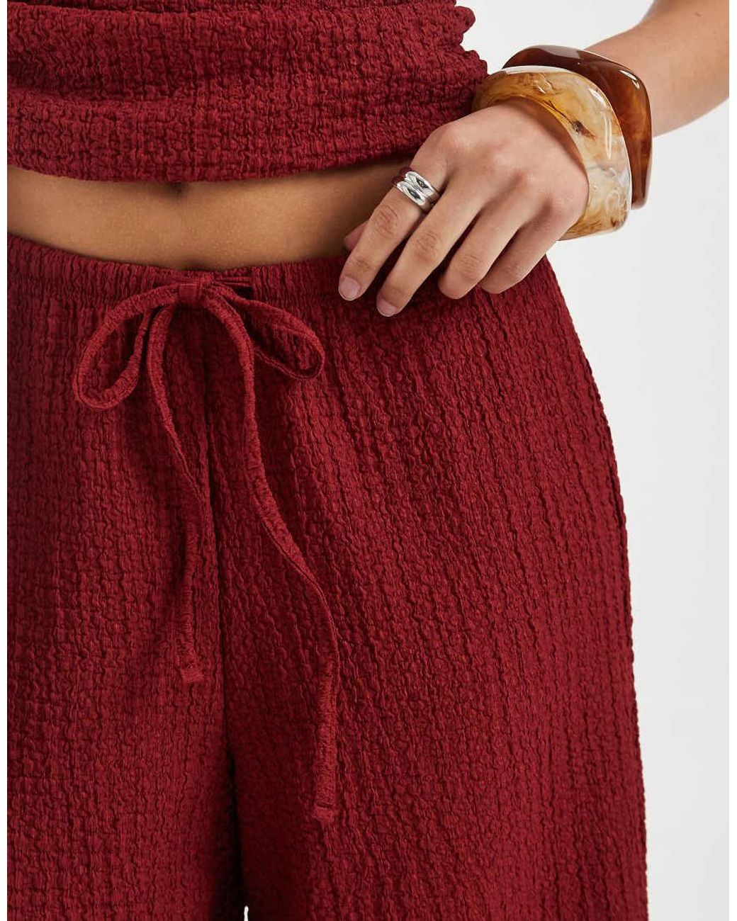 ONLY High Waist Crinkle Textured Trousers Co-Ord