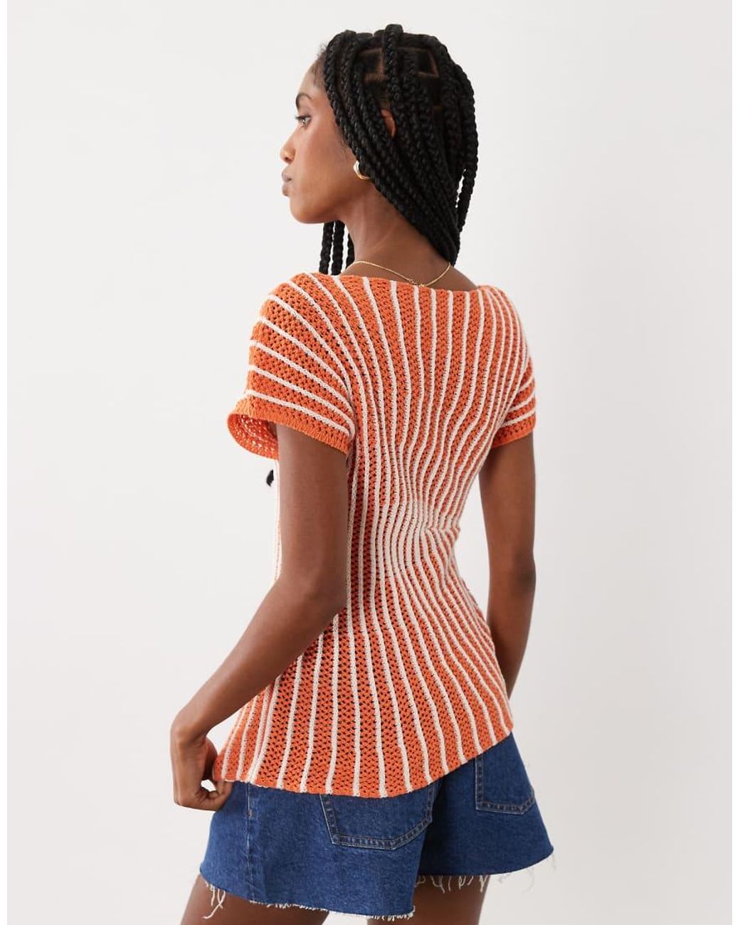 ASOS Blue Knit Cinched Pleated Top