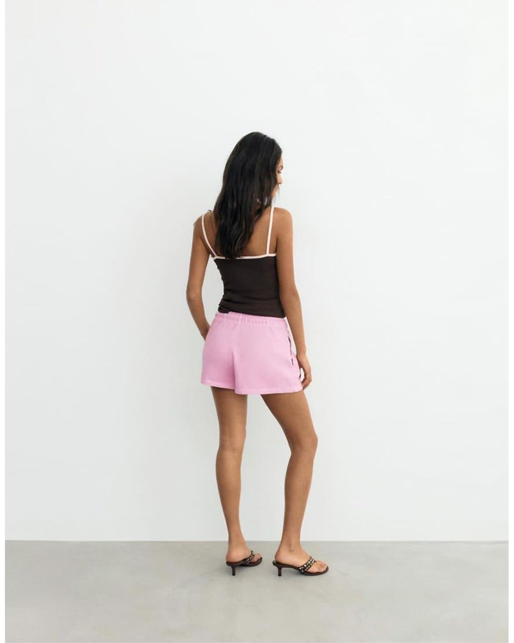 Pull&Bear Pink Sports Shorts With Elastic Waist