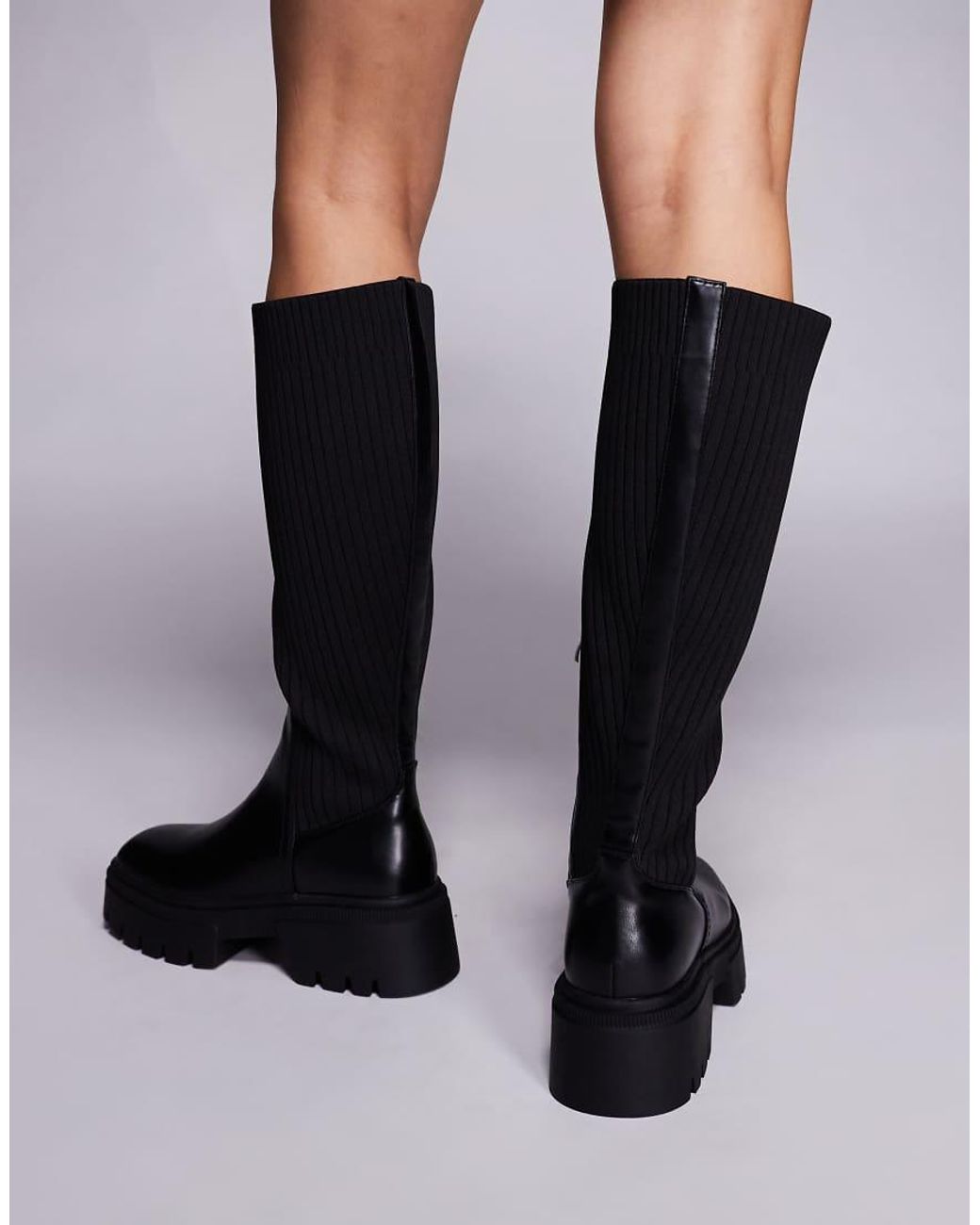 SIMMI Black Simmi London Sock Knee High Boots