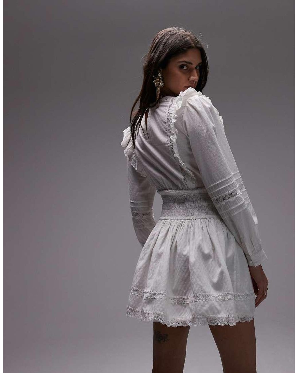 TOPSHOP Gray Prairie Mini Tea Dress