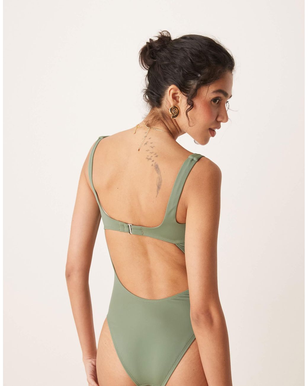 Free Society Green Square Neck Swimsuit