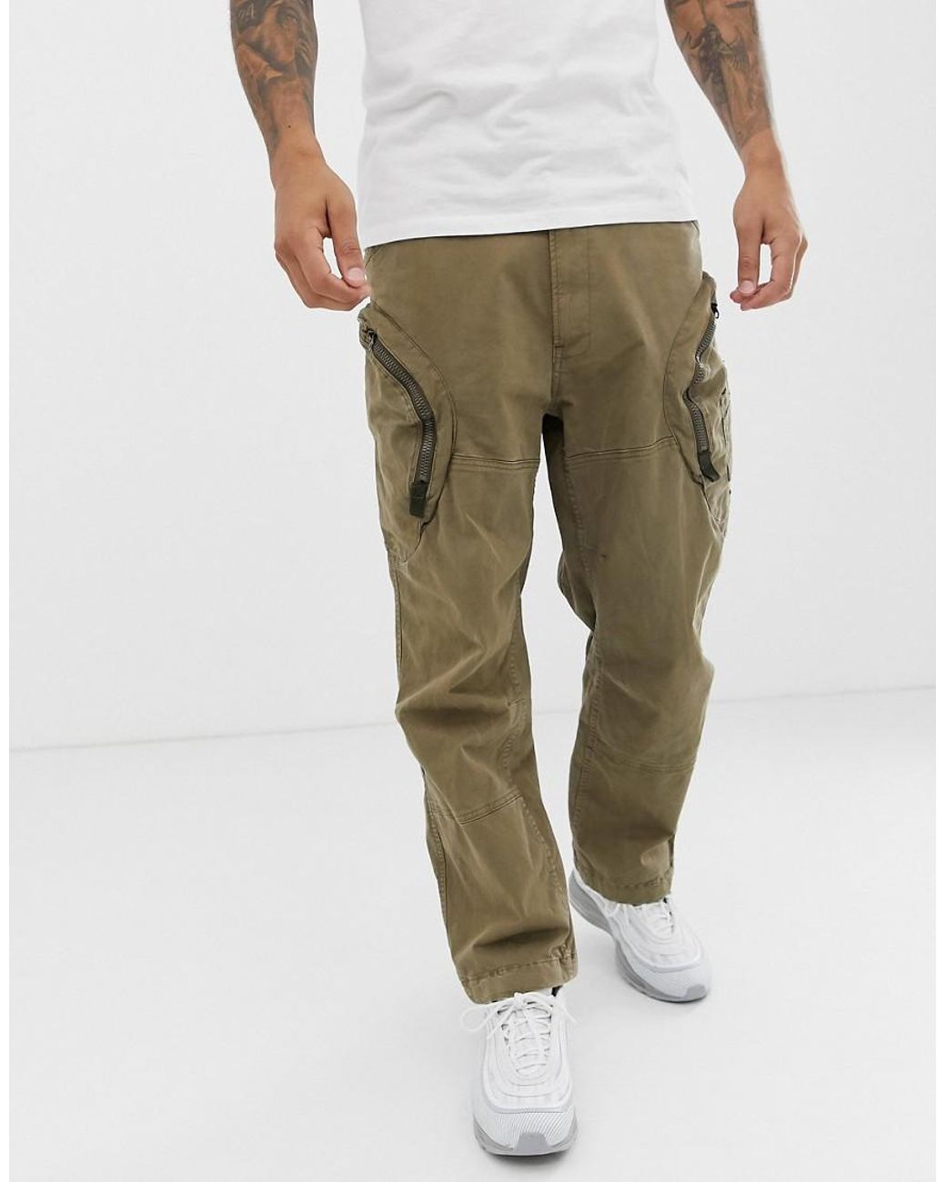 G Star RAW Rovic 3d Airforce Zip Cargo Pants In Sand in Green for