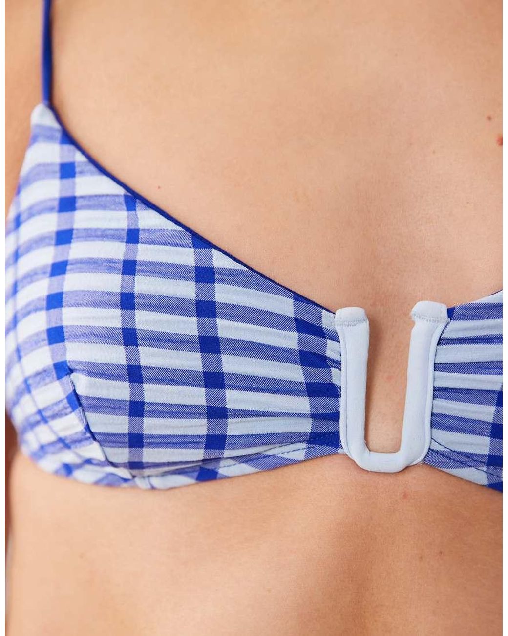ASOS Blue Gigi Textured U-wire Bikini Top