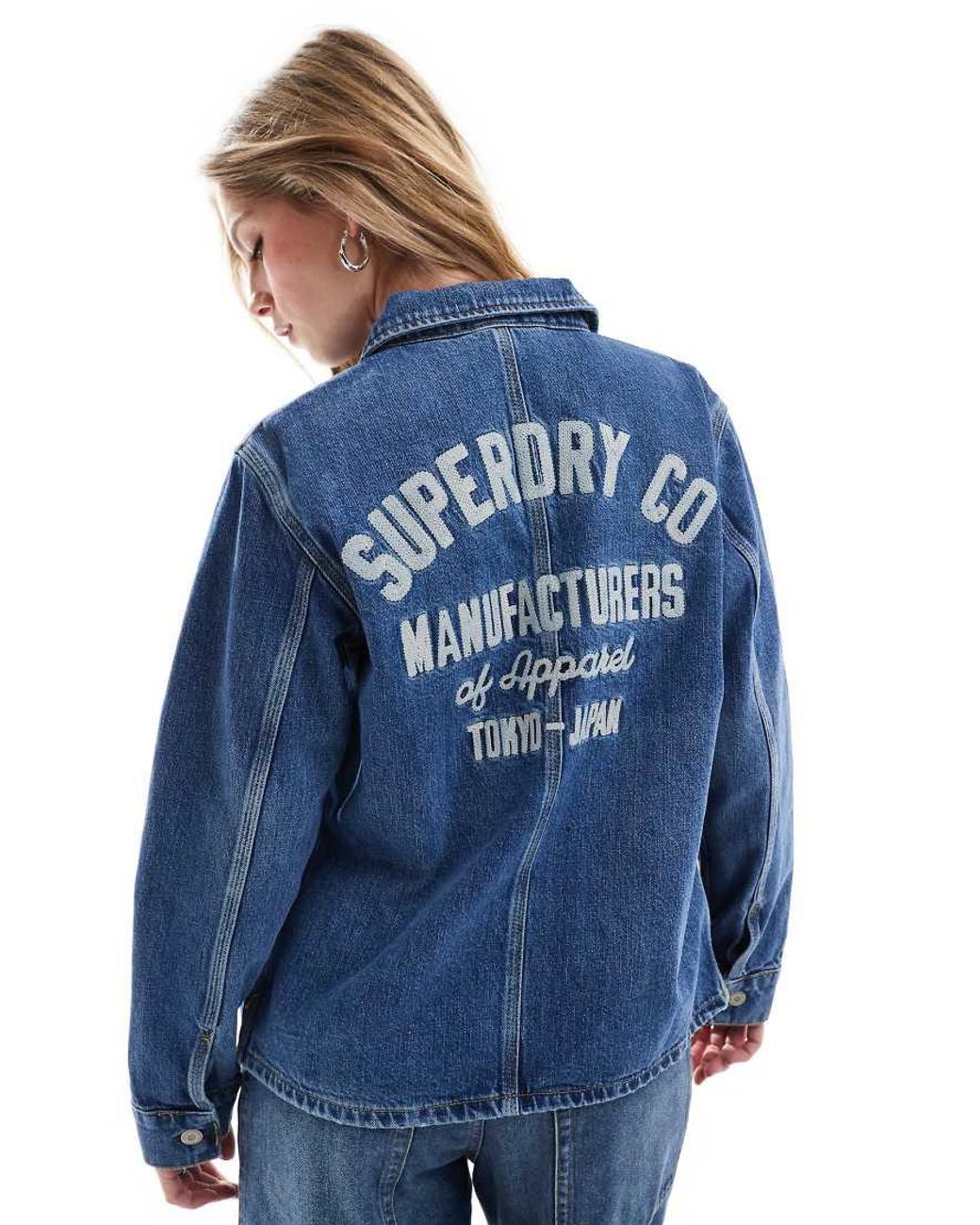 Superdry Blue Embroidered Denim Chore Jacket