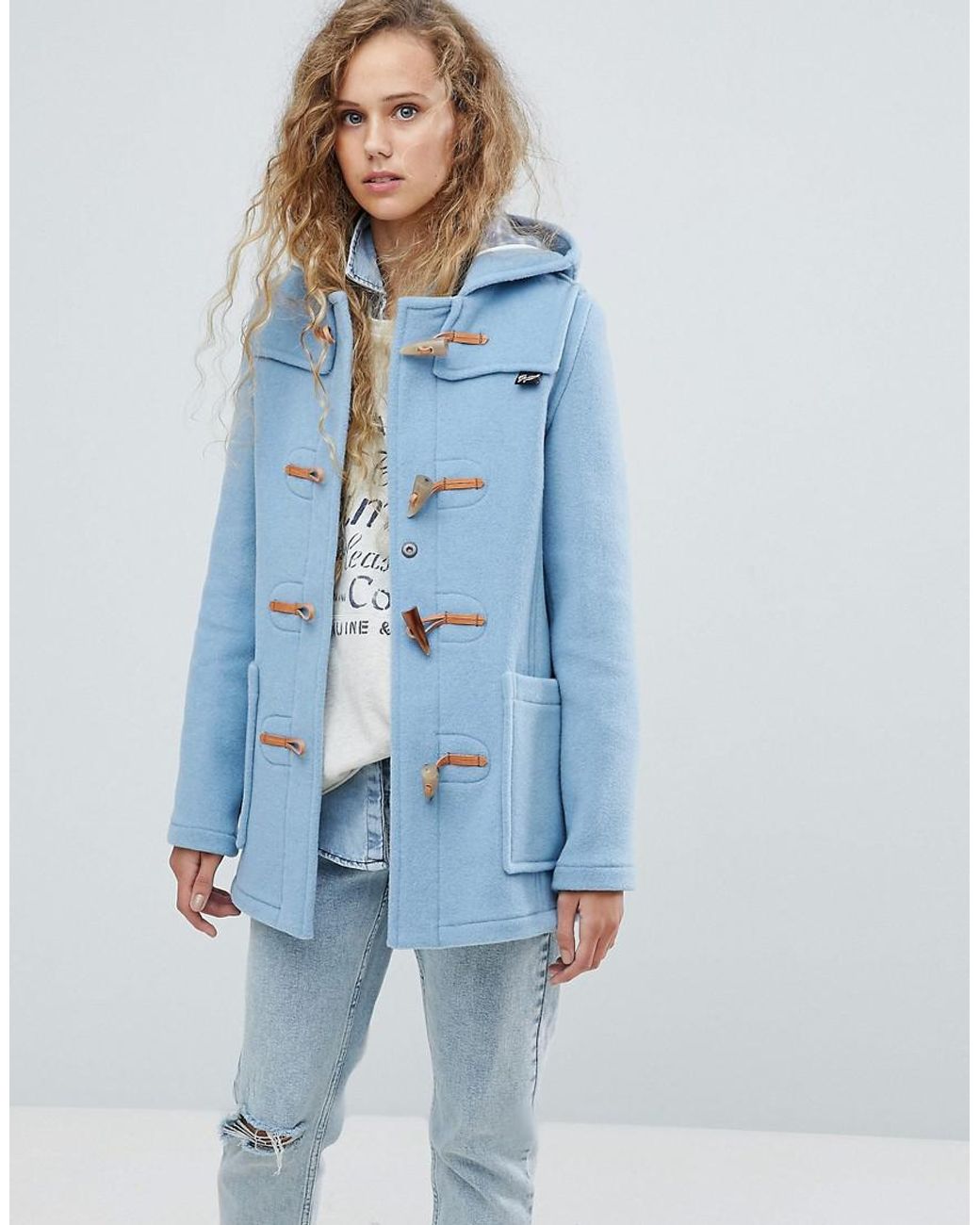 Duffle-coat ajusté mi-long en laine mélangée Gloverall en coloris Bleu |  Lyst