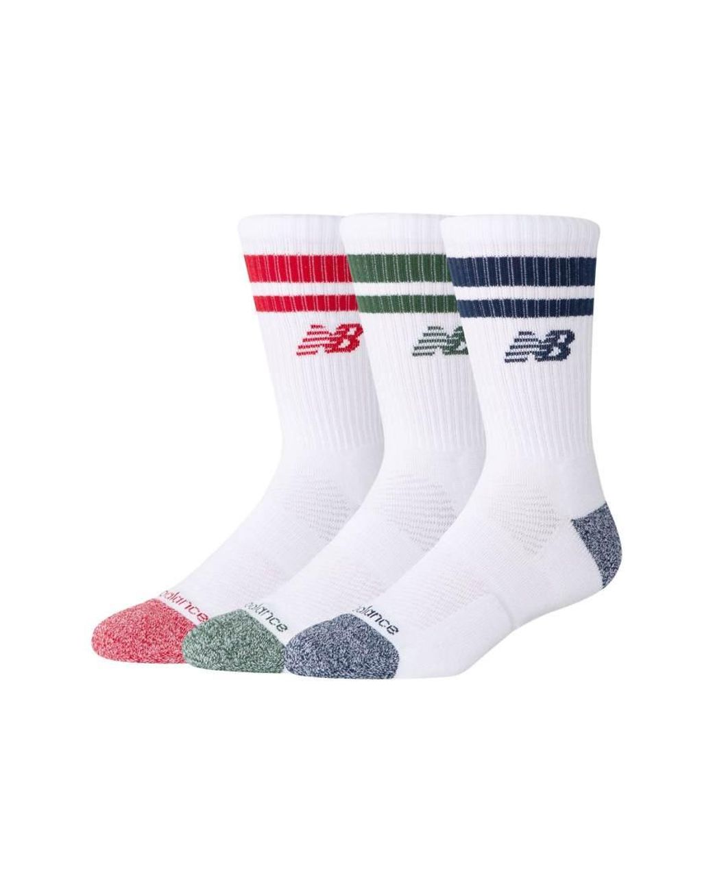 New Balance White Active Premium Stripe Crew Socks 3 Pack