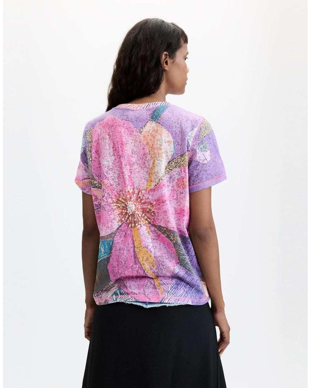 Desigual White Floral Printed T-Shirt