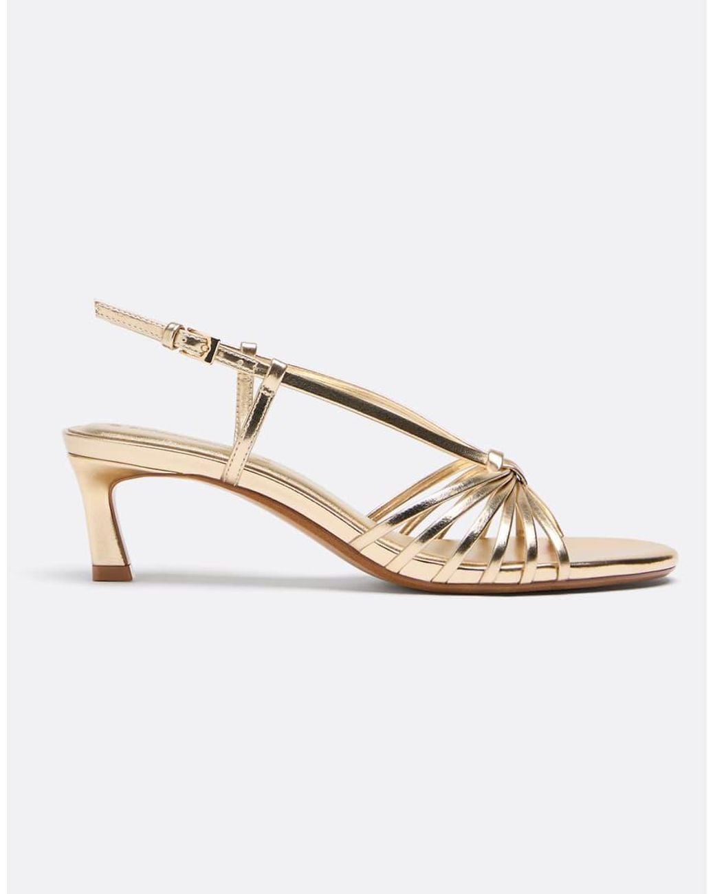 Stradivarius Metallic Multi-strap Kitten Heel Sandals