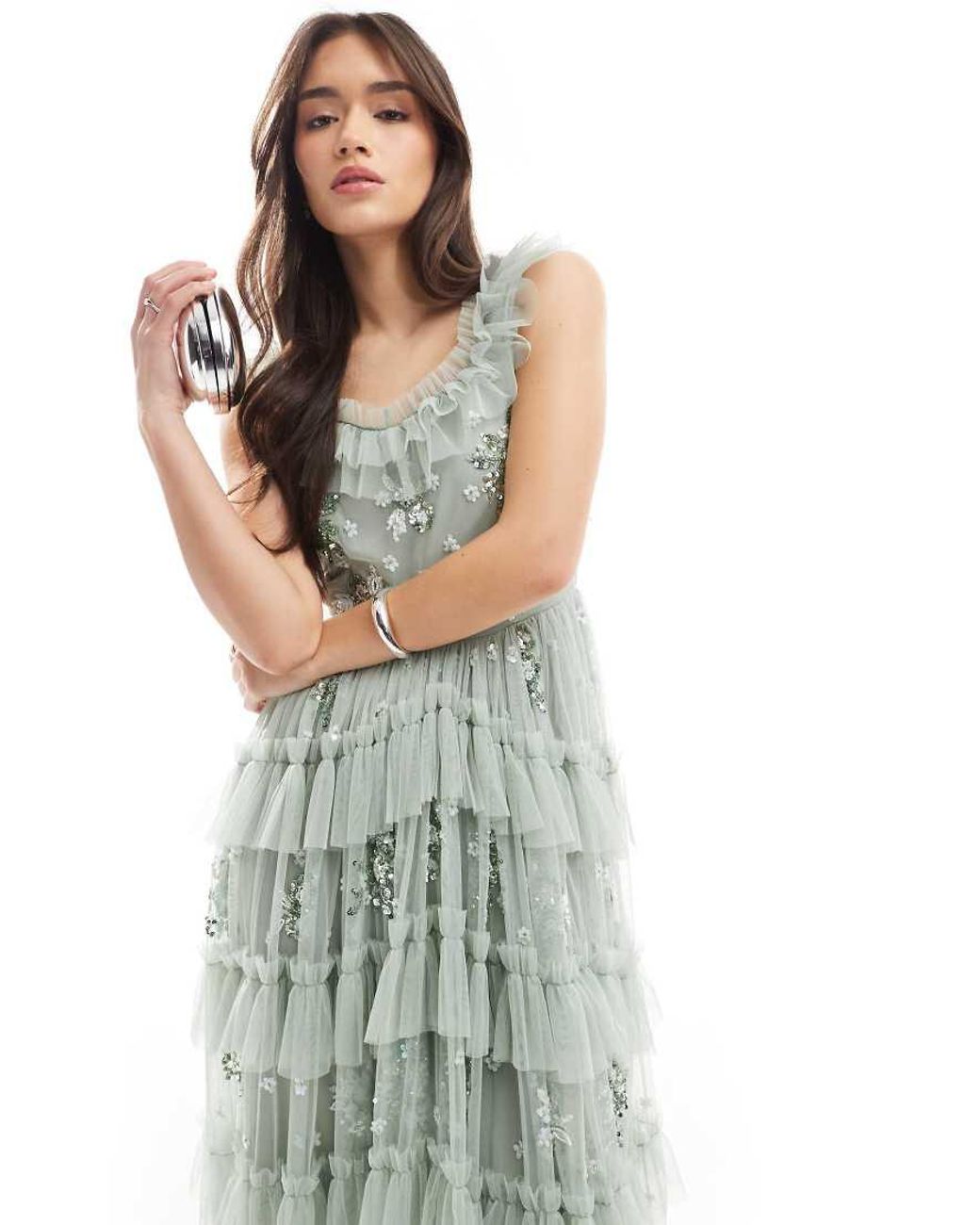 Maya Blue Embellished Sleeveless Maxi Dress