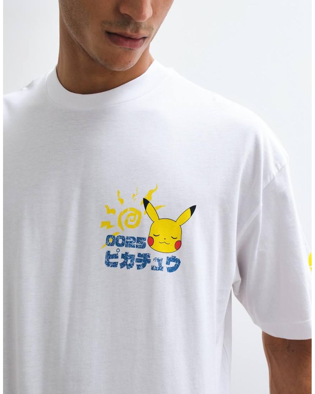 ASOS White Boxy Oversized Tee With Pokemon Pikachu Print for men