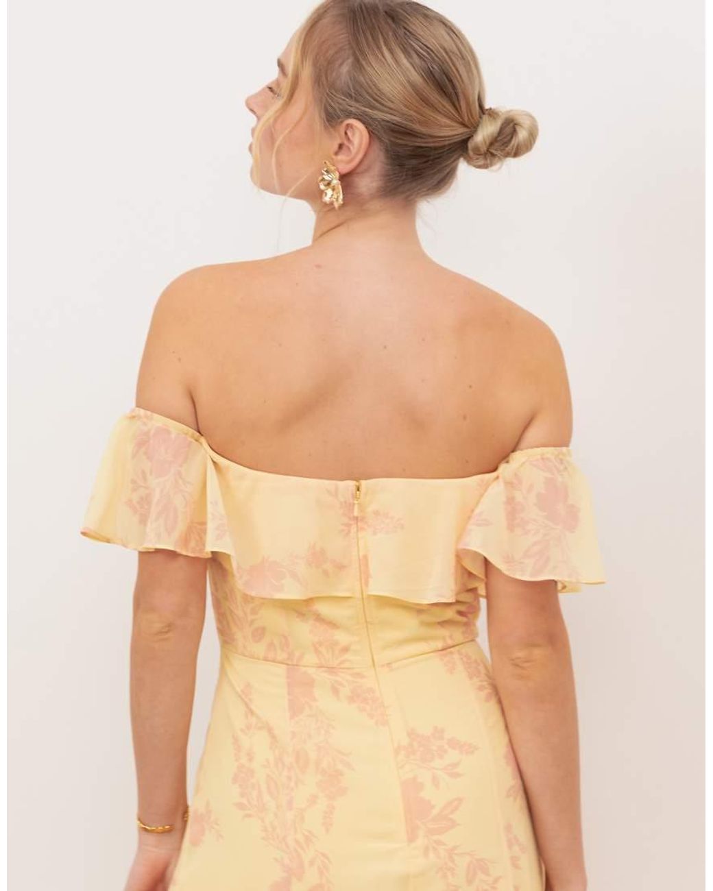 ANAYA Natural Floral Print Bardot Maxi Dress