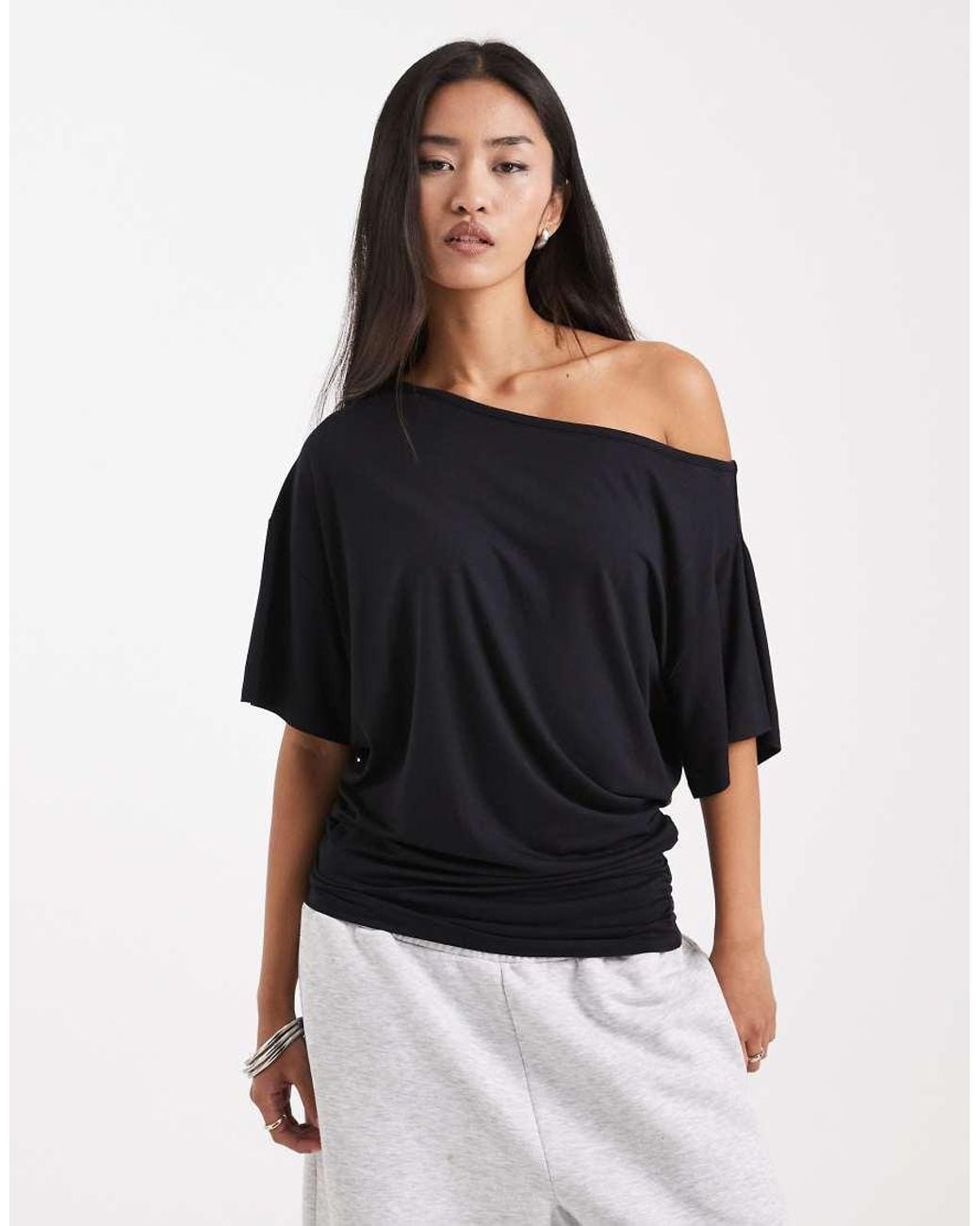 Collusion Black Off Shoulder Drapey Top