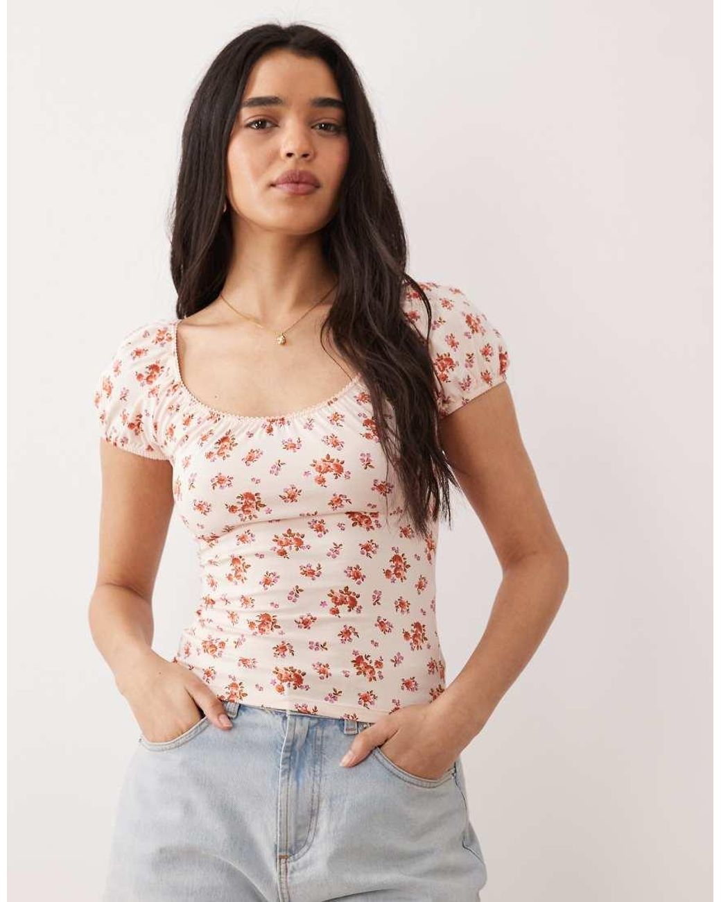 Miss Selfridge Multicolor Milkmaid Top