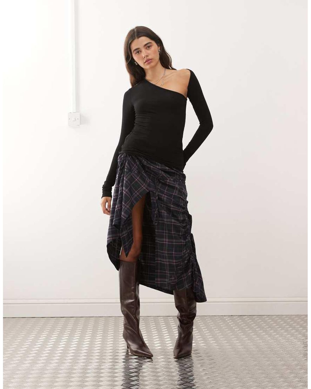 Weekday Natural Super Soft Long Sleeve Top With Asymmetric Cut Out Detail