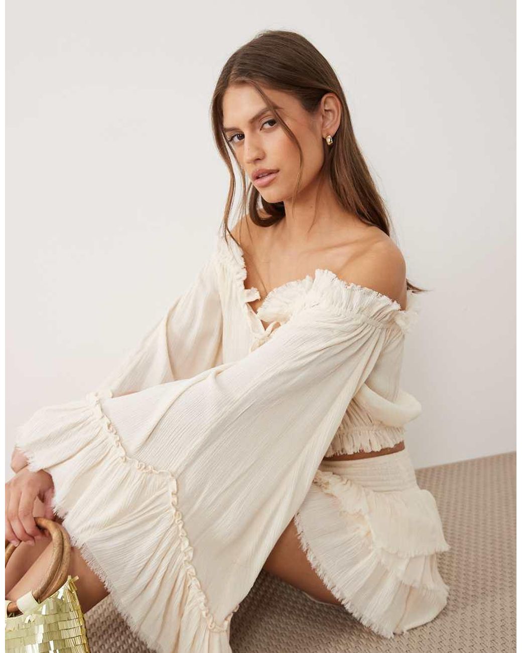 Miss Selfridge Natural Boho Layered Shorts