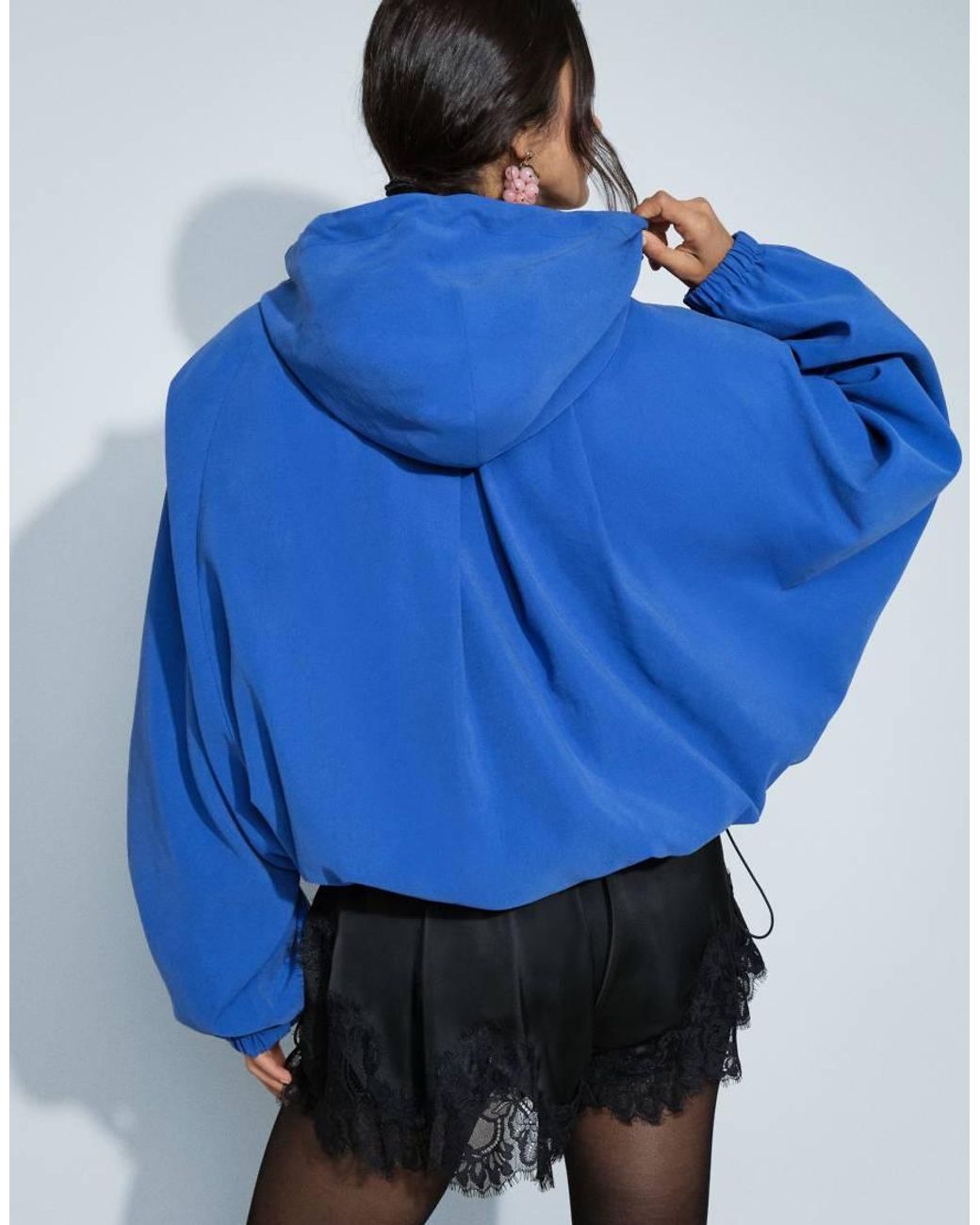 ASOS Blue Modal Hooded Zip Through Sports Bomber