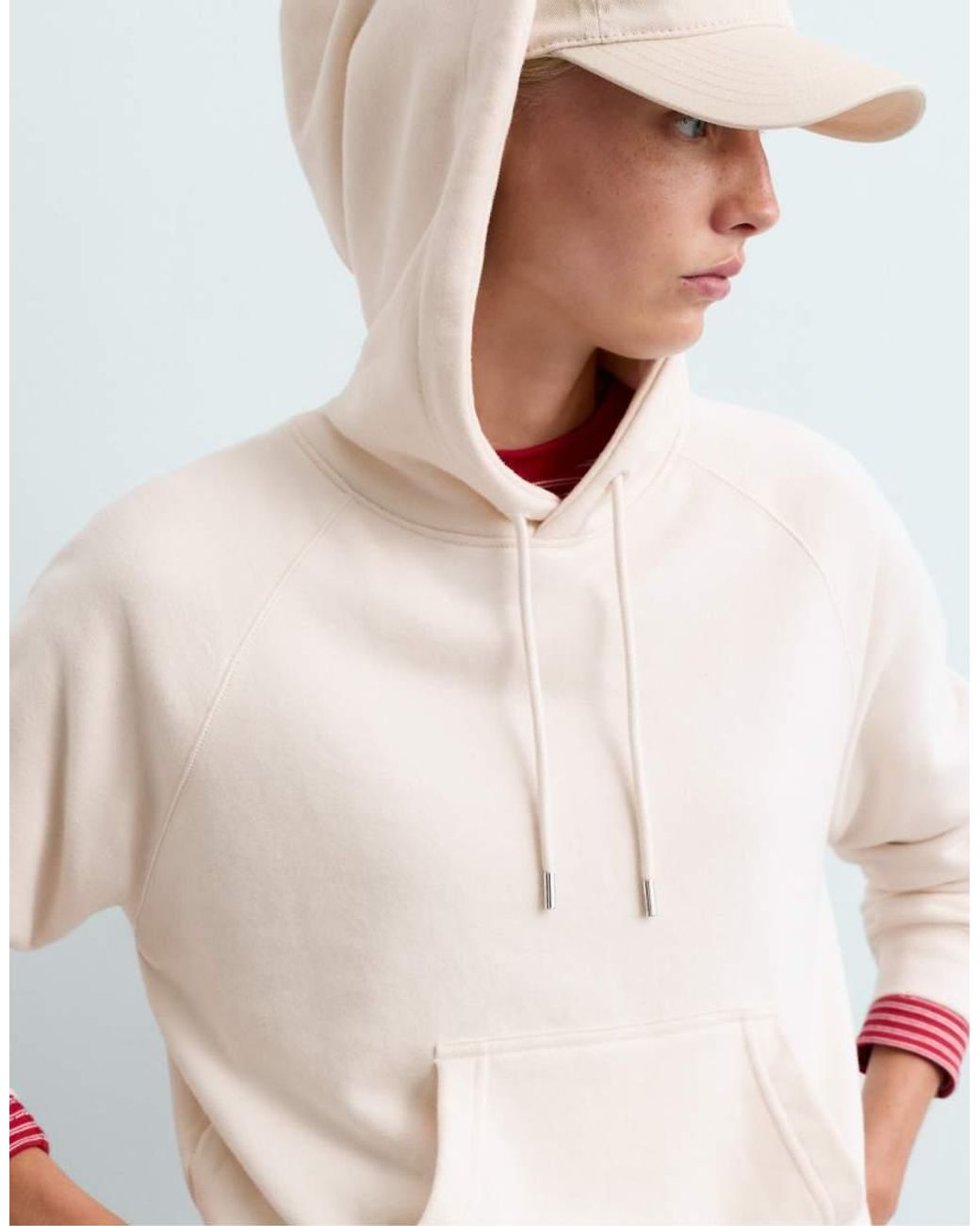 Oysho White Cotton-Blend Fleece Hoodie