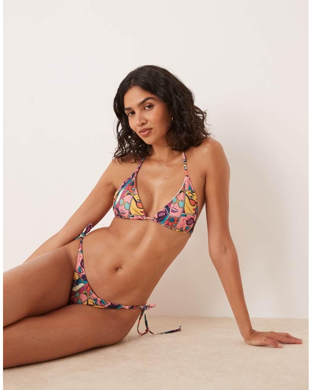 OOSC Brown Comic Book Candy Tie Side Bikini Bottoms