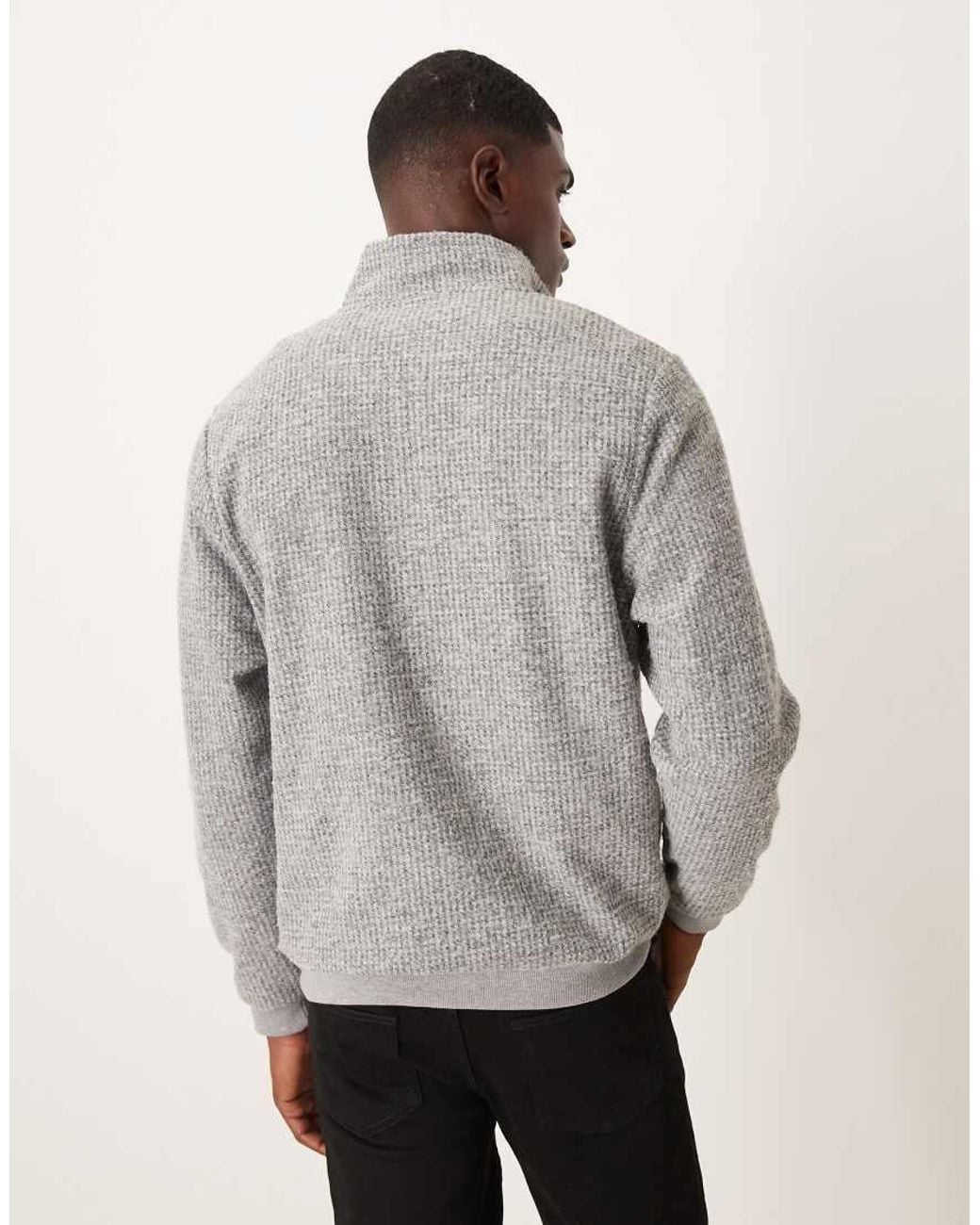 ASOS Gray Quater Zip With Wool Mix for men