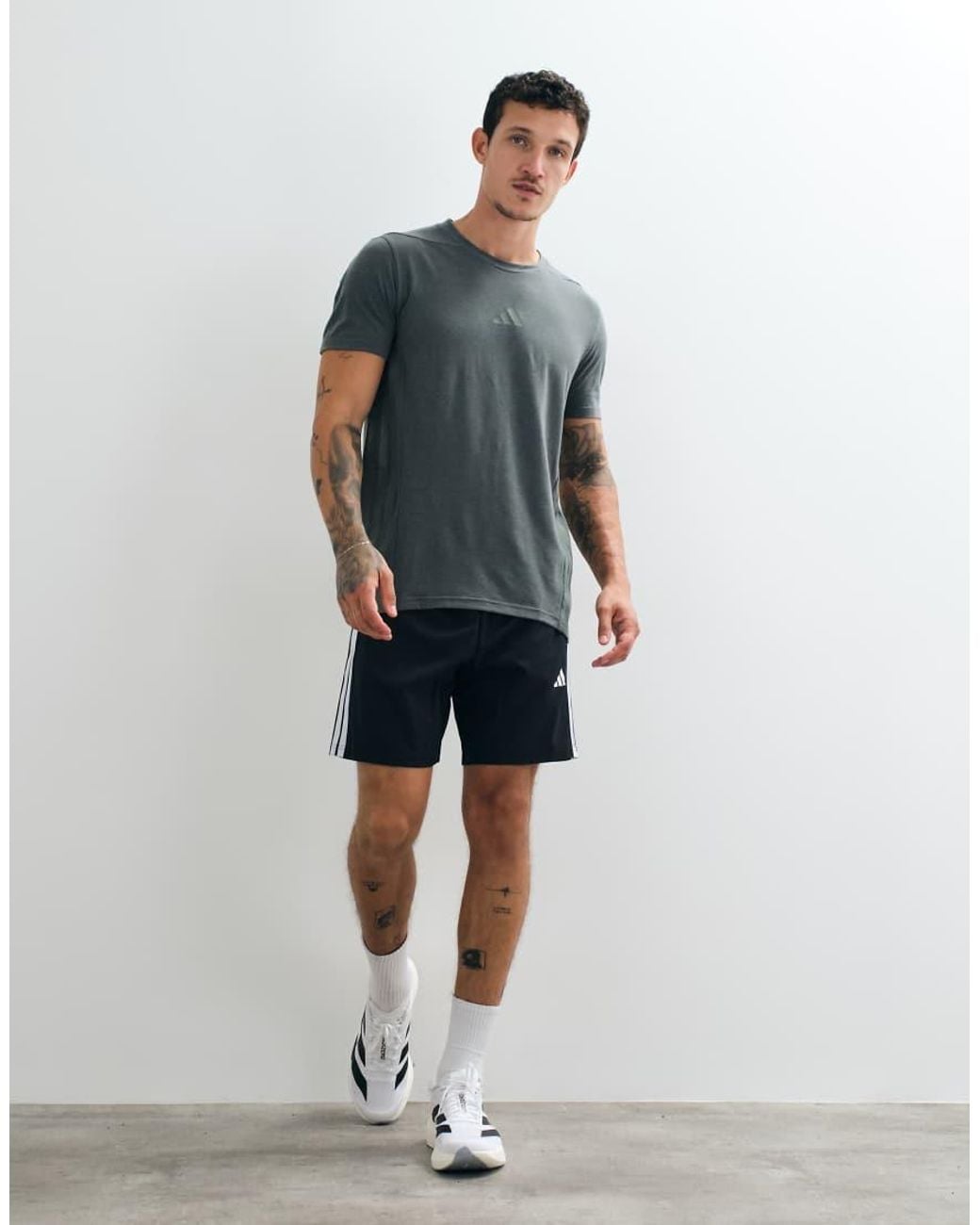 Adidas Originals Gray Adidas Training D4t T-shirt With 3 Stripes for men