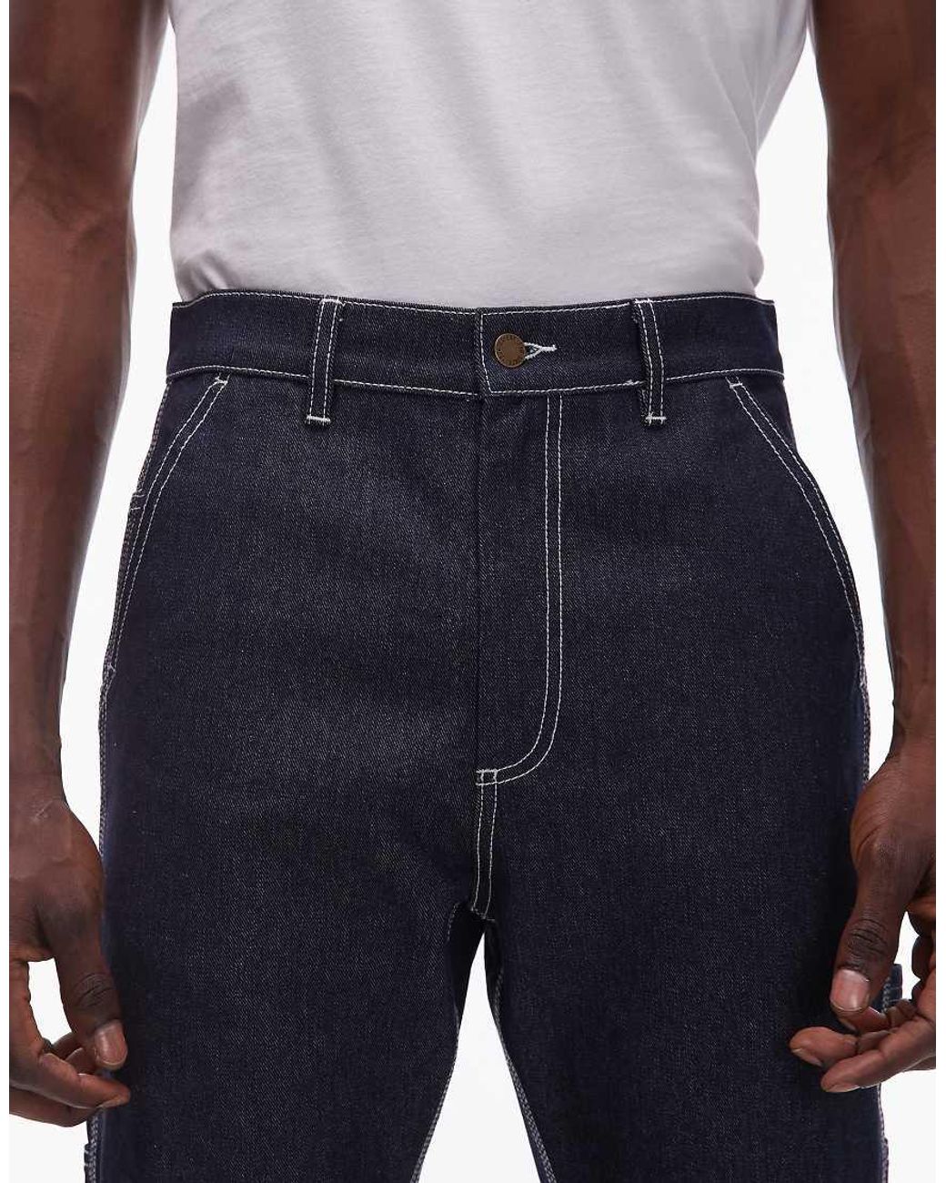 CAT WWR Blue Regular Fit Denim Carpenter Jeans With Contrast Stitching for men