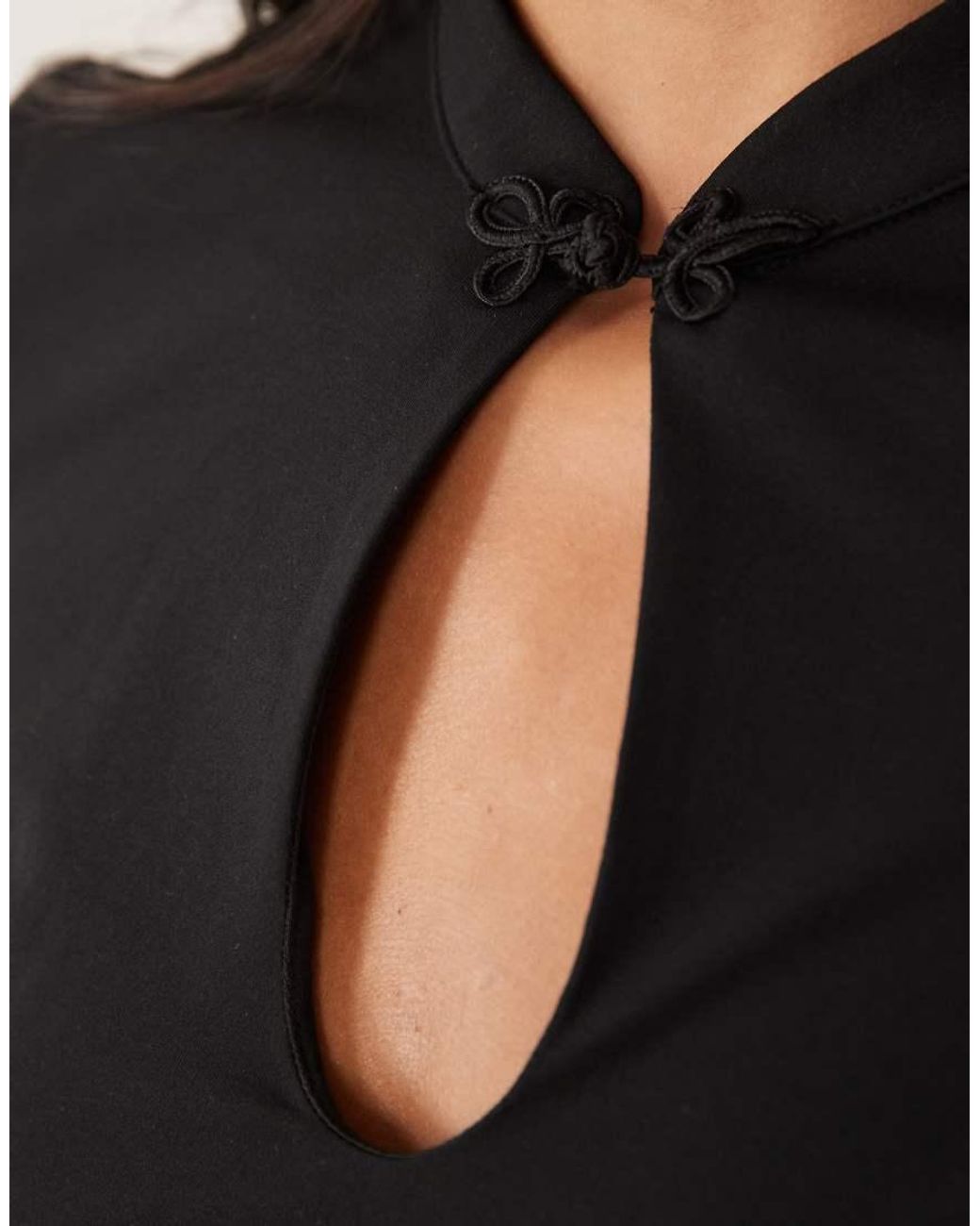 ASOS Black Cap Sleeve With Keyhole Detail Mini Dress