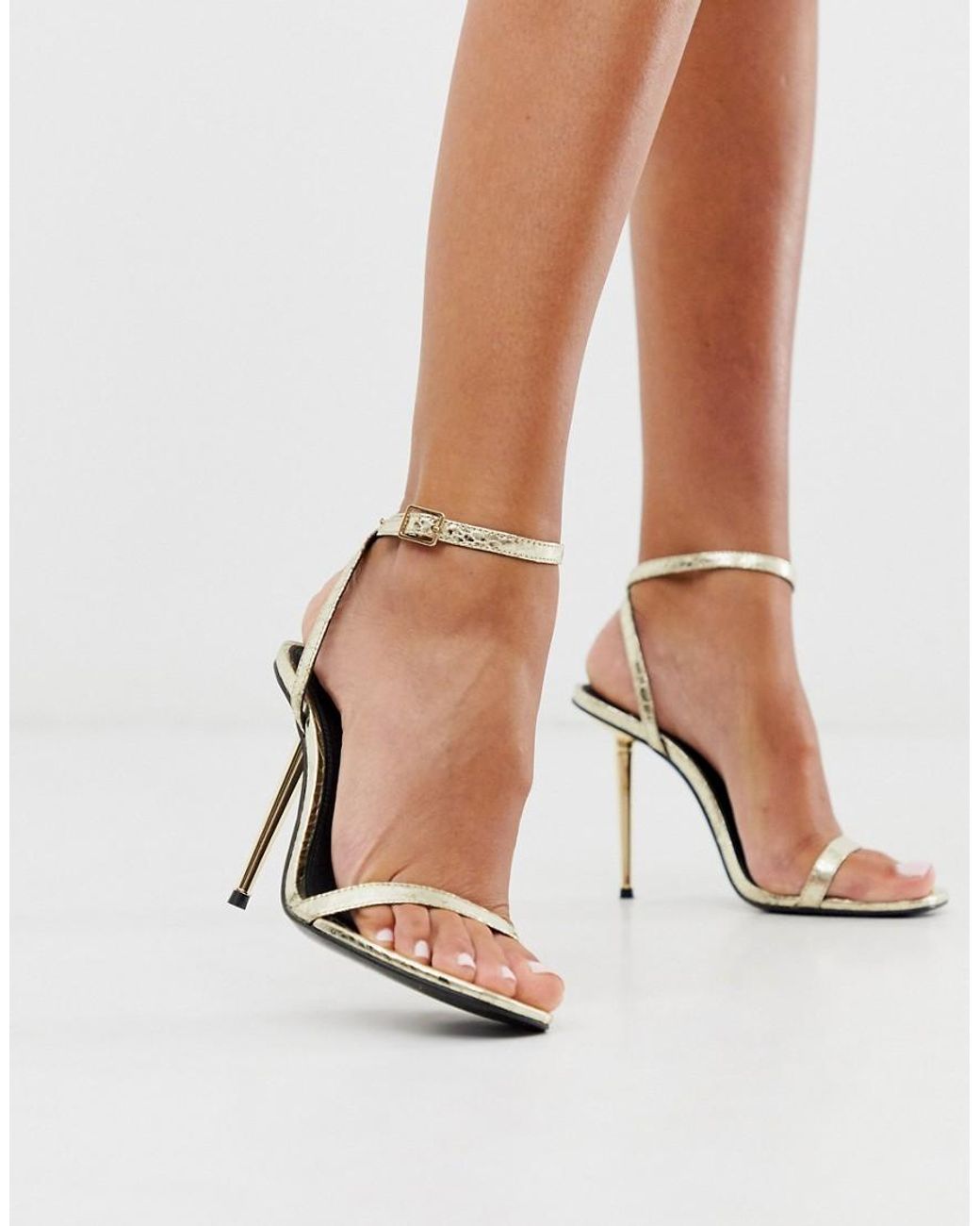 Metal Heel Barely There Heeled Sandals 