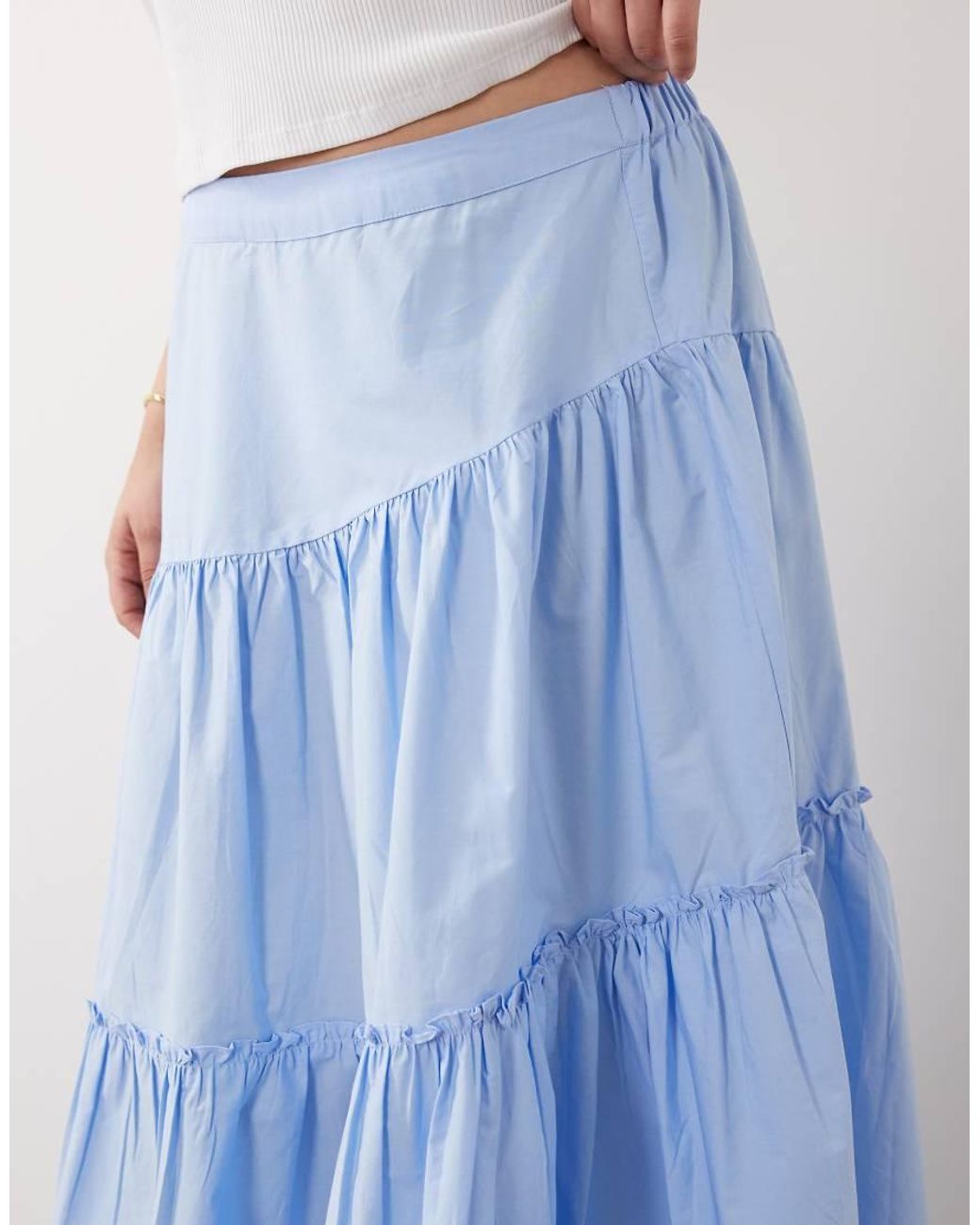 ASOS Blue Asos Design Curve Asymmetric Tiered Boho Maxi Skirt